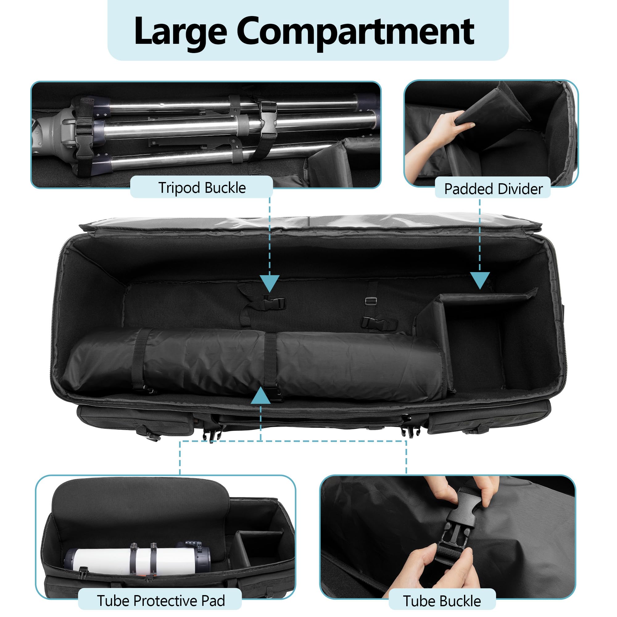 Hodrant Large Telescope Carrying Case, Soft Pad Telescope Travel Bag Compatible With Celestron Telescope, 40 Inch Telescope Stor