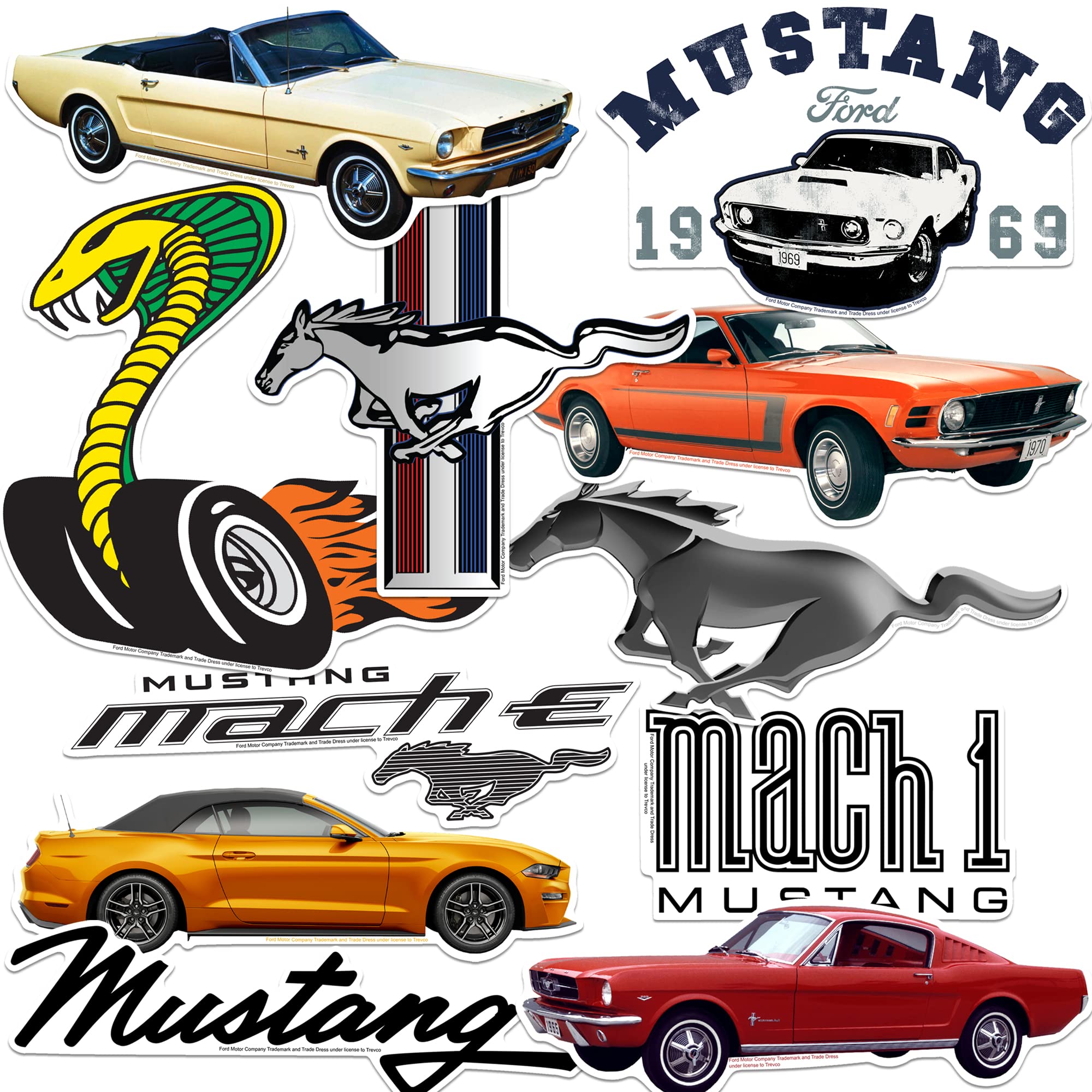 Ford Mustang Vinyl Large Deluxe Stickers Variety Pack   Laptop, Water Bottle, Scrapbooking, Tablet, Skateboard, Indoor/Outdoor  