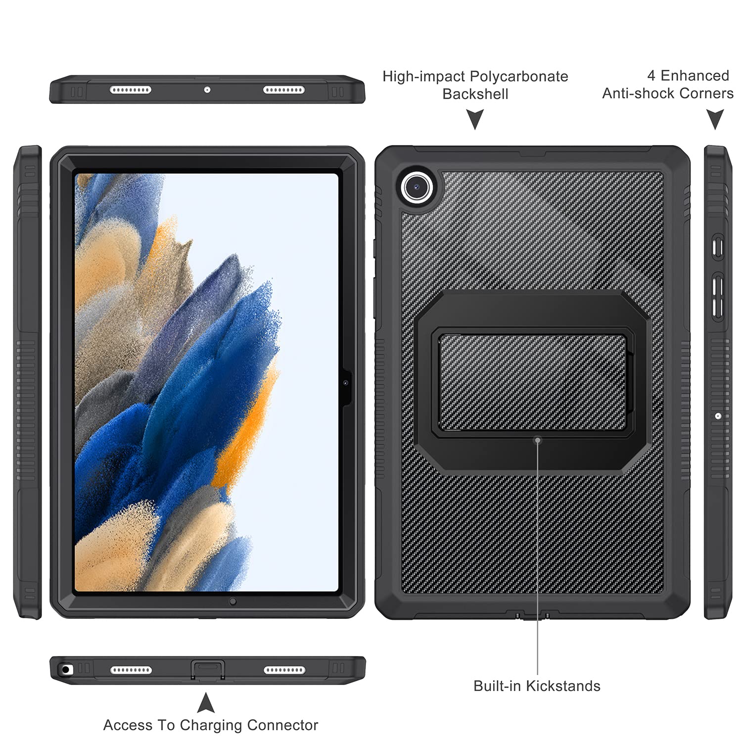 Soke Galaxy Tab A8 Case 10.5 Inch (Sm X200/X205/X207), With Built In Screen Protector, Rugged Full Body Protective Case For 2022