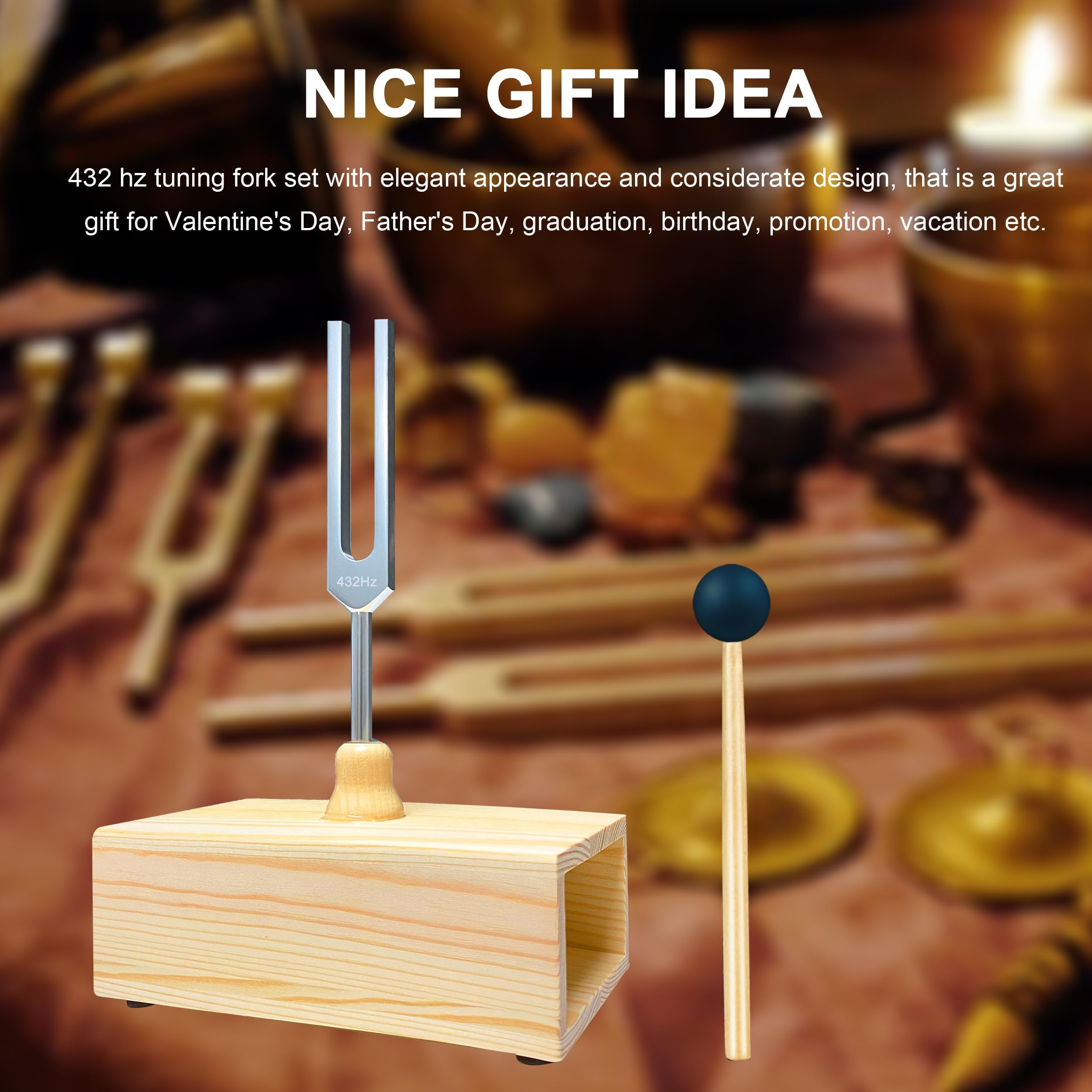 Lrowvenu 432 Hz Tuning Fork With Resonance Box, Aluminum Alloy, Wooden Speaker, Ideal For Sound Healing, Spa Aromatherapy, Tunin