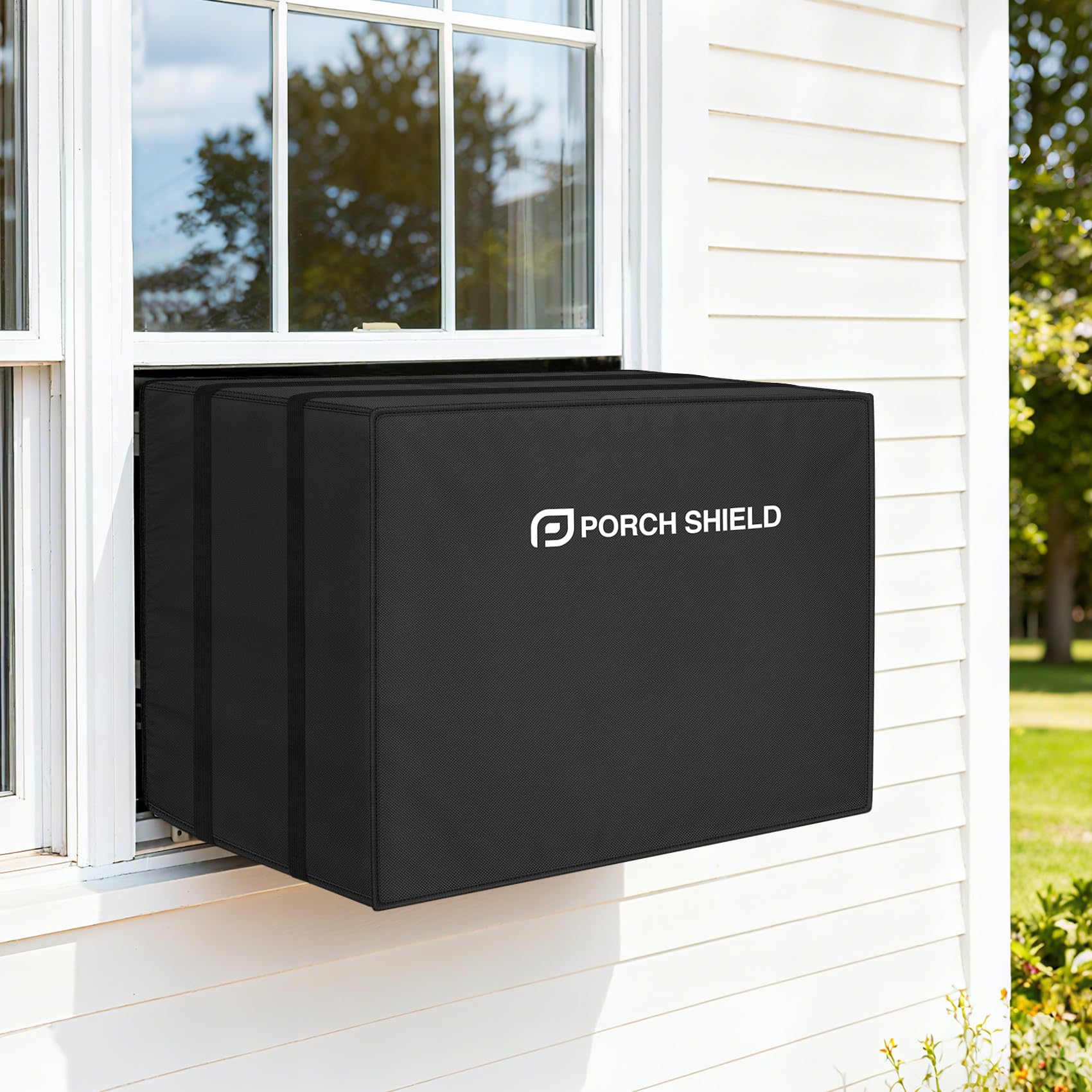 Porch Shield Outdoor Window AC Cover - Winter Insulation Window Air Conditioner Cover for Outside Up to 17L x 12D x 13H, Black