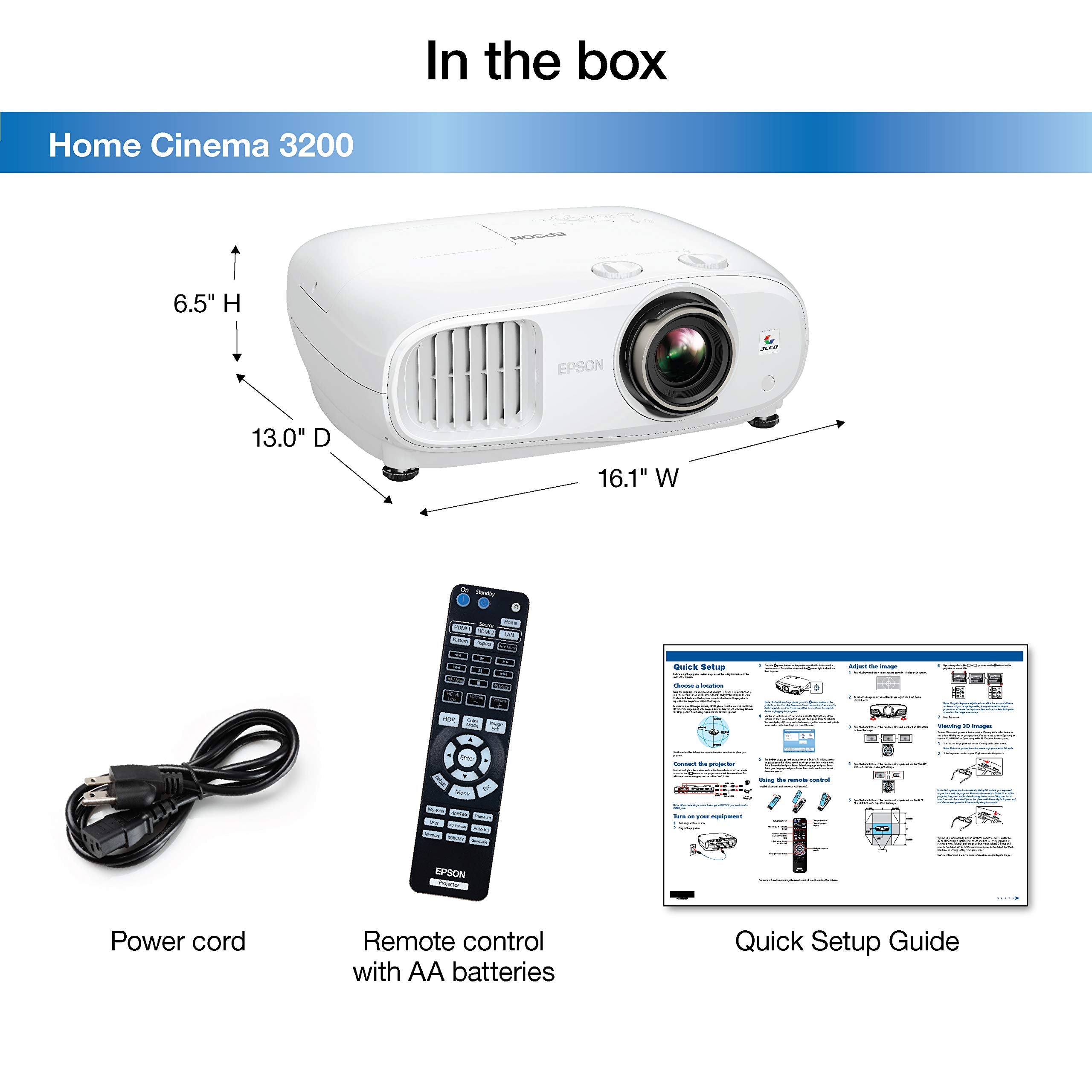 Epson Home Cinema 3200 4K Pro Uhd 3 Chip Projector With Hdr