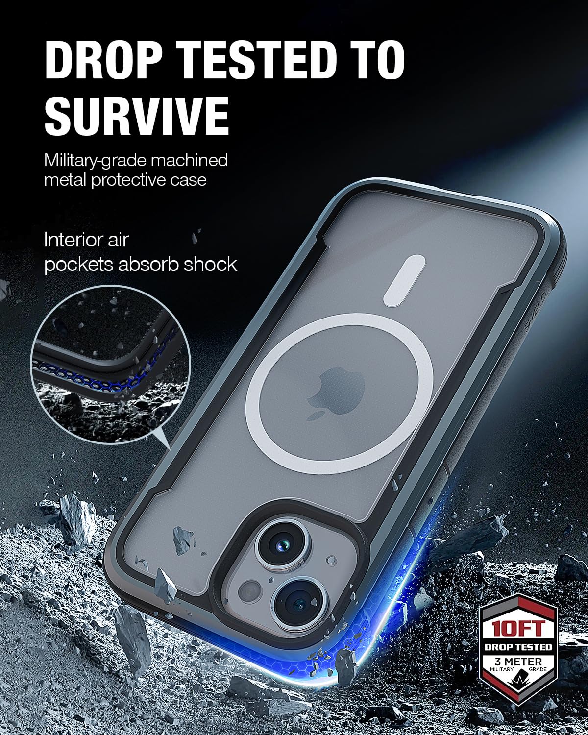 Raptic Shield Magnetic For Iphone 15 Case, Compatible With Magsafe, Shockproof Protective Clear Case, Military Grade 10Ft Drop T
