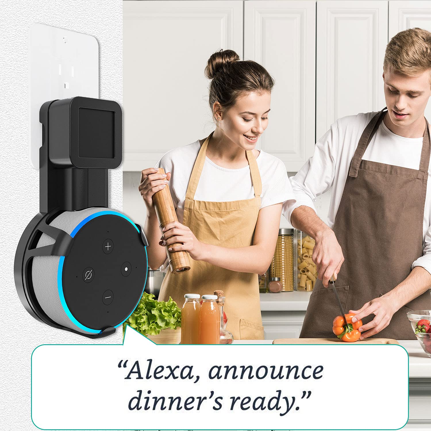 WALI Outlet Wall Mount, Holder Stand for Echo Dot 3rd Gen, Smart Home Speakers Plug Mount for Alexa with Cable Management, (AMM002 2B), 2 Pack, Black