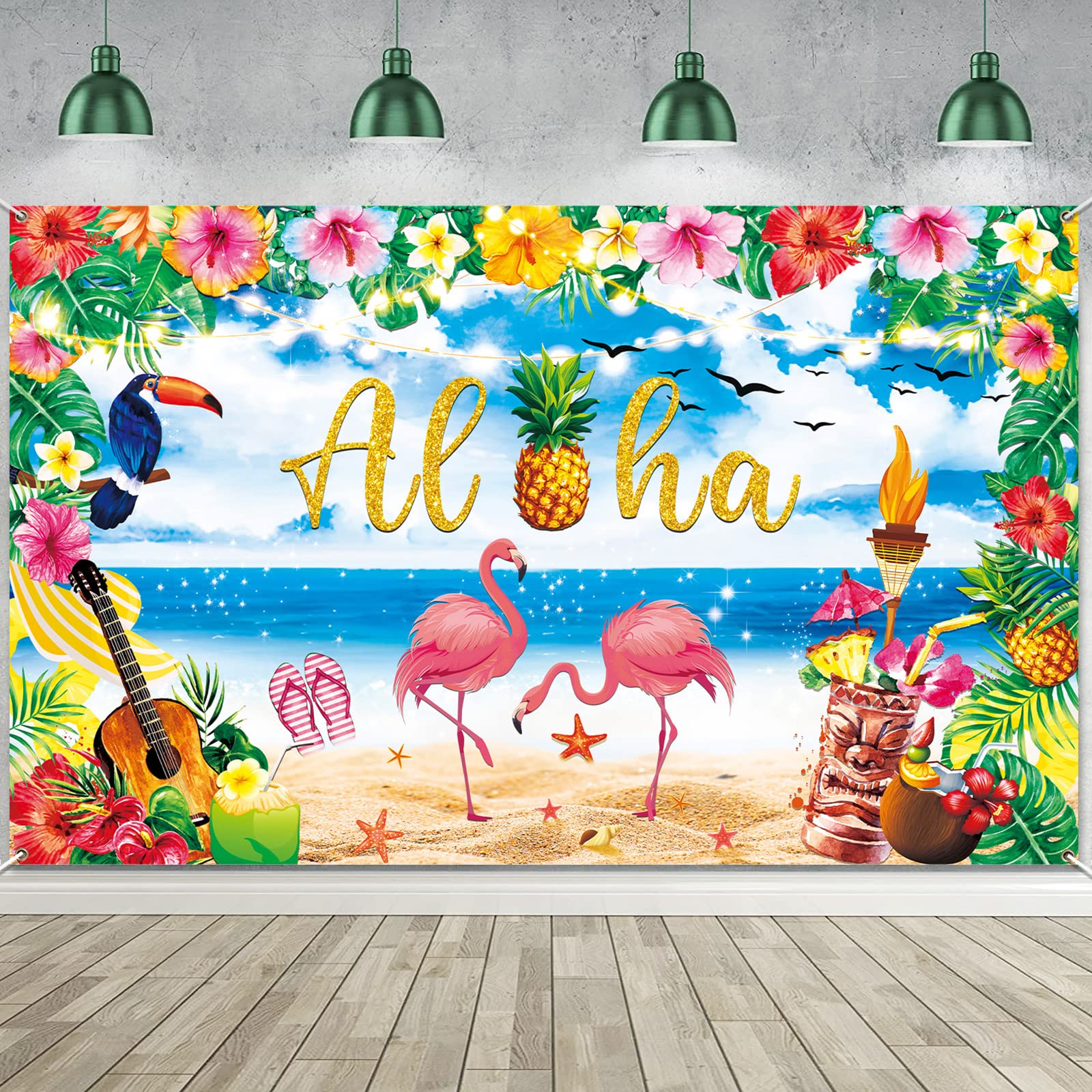 Hiparty Hawaiian Luau Party Decorations   Luau Backdrop For Birthday Party Decorations Summer Beach Banner Background Photograph