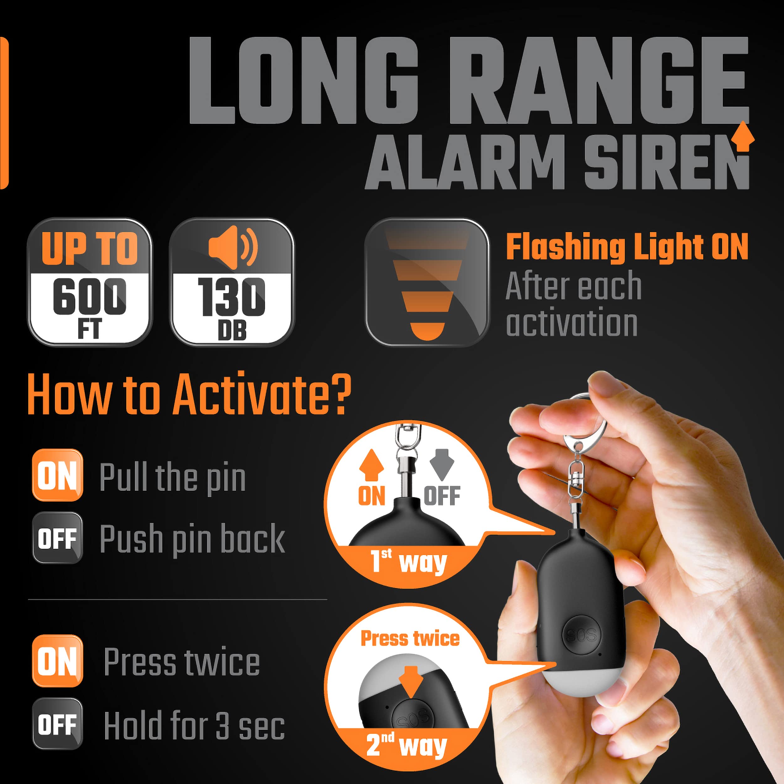 Personal Alarm Keychain For Women Self Defense   2 Pack Usb Rechargeable 130 Db Loud Safety Siren Whistle With Led Light   Panic