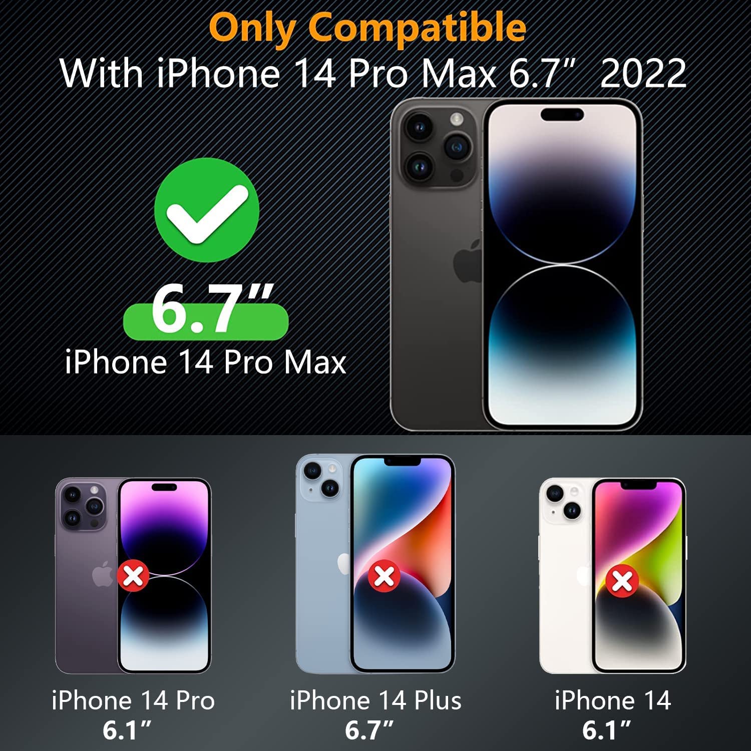 Fotbor 2 Pack Privacy Screen Protector For Iphone 14 Pro Max, Anti Spy Private Full Coverage Film, Shockproof Anti Scratch 9H Te