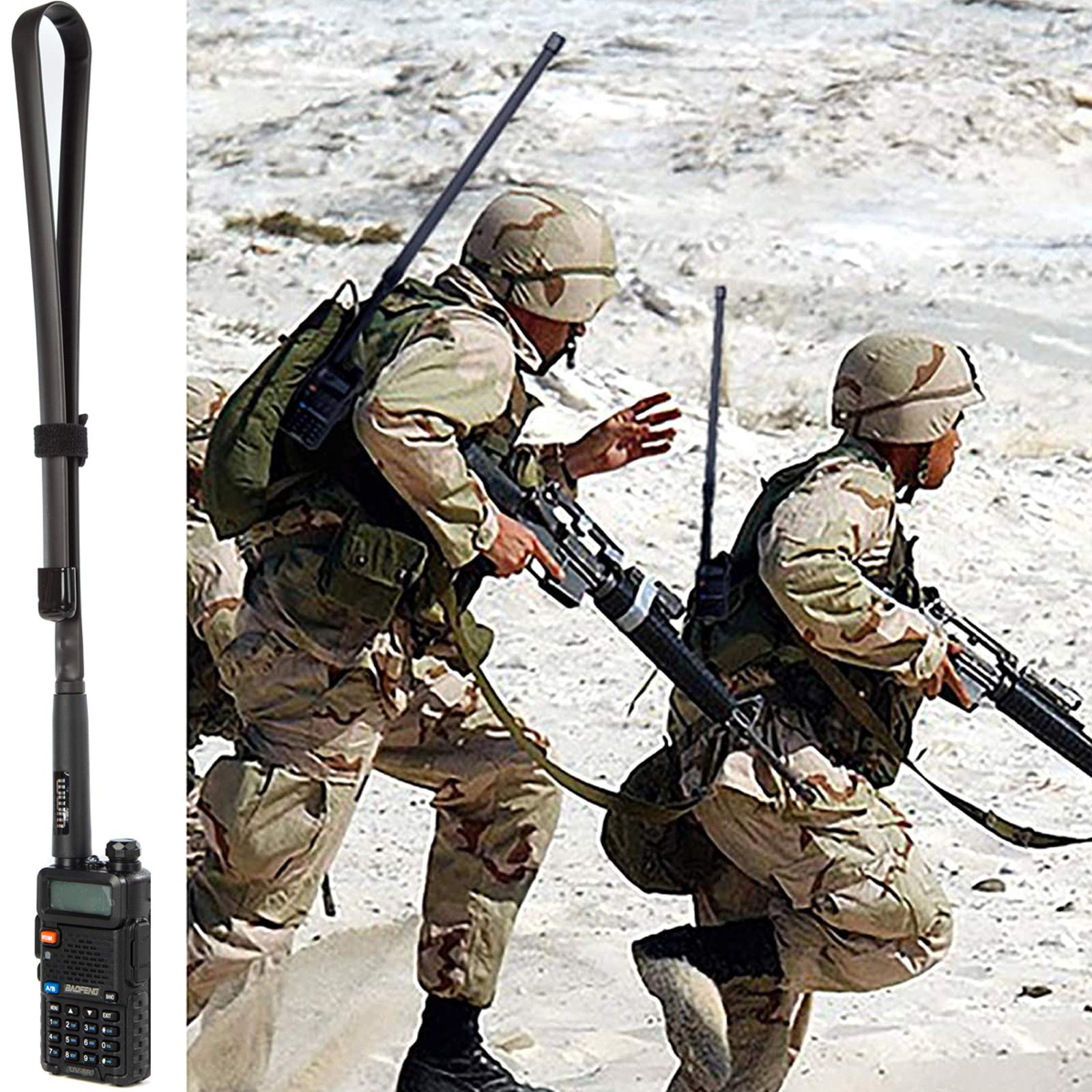 WMM 2 Pack 29 Inch Foldable Tactical Radio Antenna for Kenwood Baofeng UV-5R UV82 H777 - Dual Band VHF/UHF 144/430Mhz