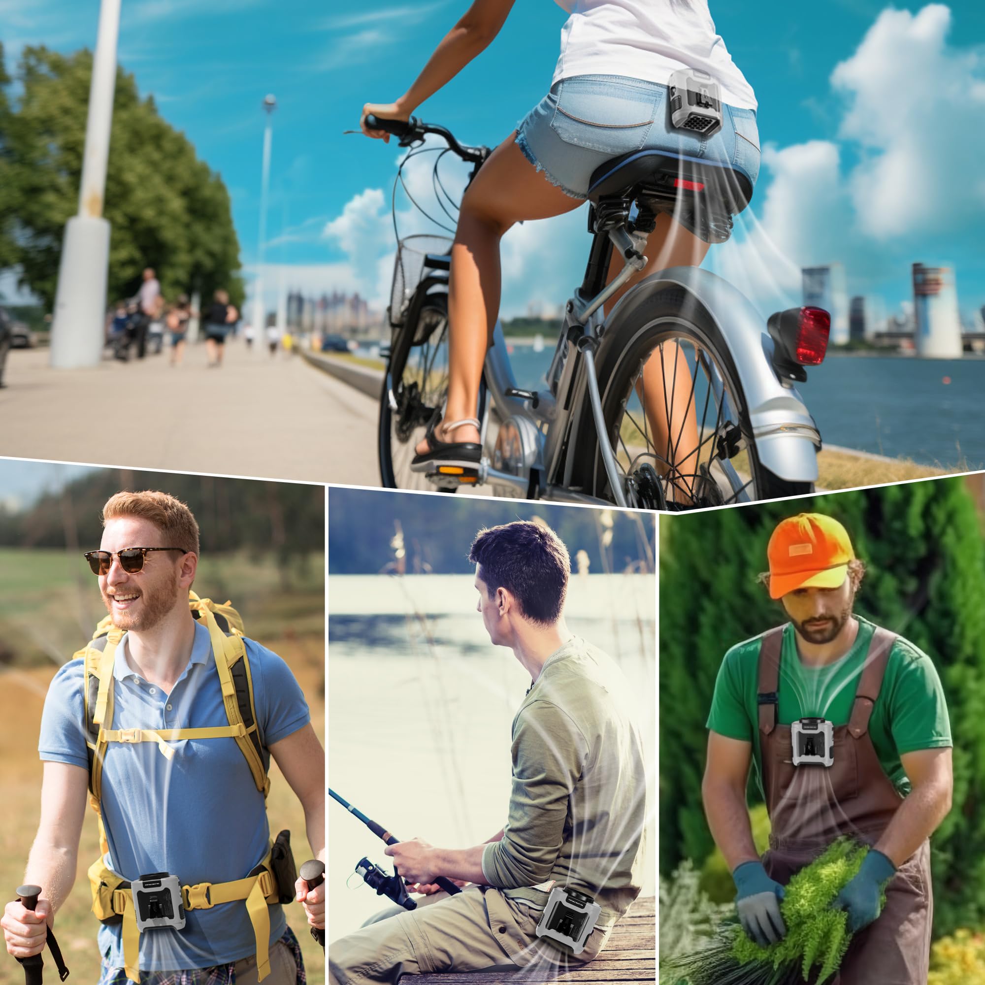 10000Mah Portable Waist Clip Fan,40H Cooling Personal Wearable Fan,5 Speeds 16000Rpm Belt Fan,Rechargeable Hands Free Neck Fan W