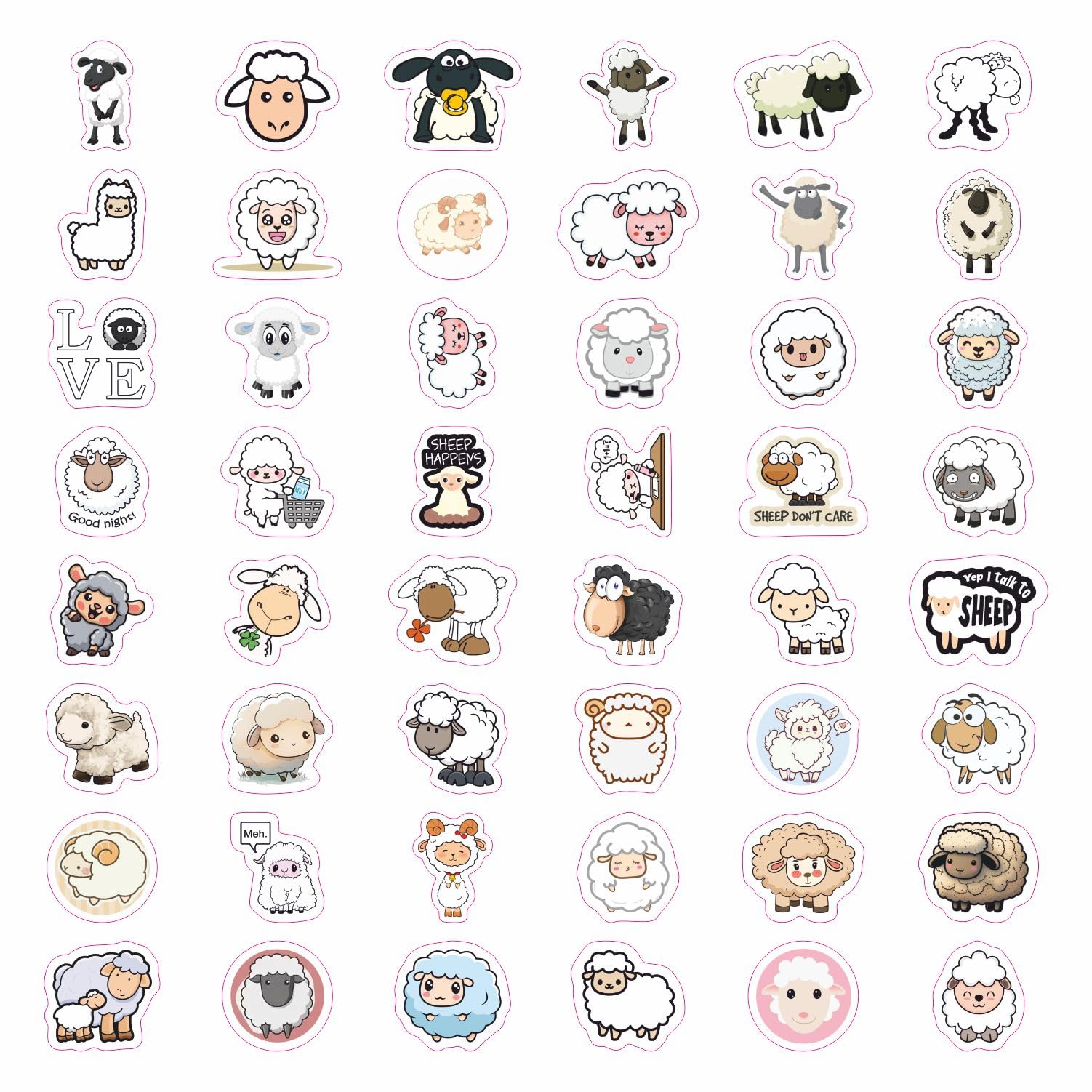 100Pcs Sheep Stickers, Lamb Stickers And Decals, Sheep Gifts For Women, Girls   Lamb Party Favors, Lamb Birthday Party Decoratio