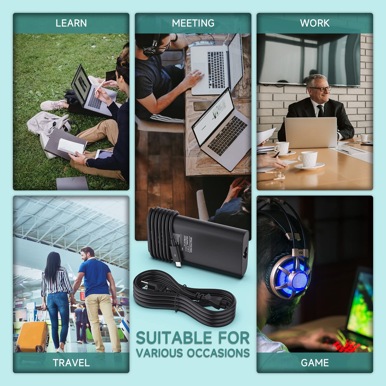 90W Usb C Laptop Charger For Dell Latitude, Power Cord For 5420 5520 7420 5400 7300 7275 7280 7200 2 In 1 7285 2 In 1, Dc/Ac Ada