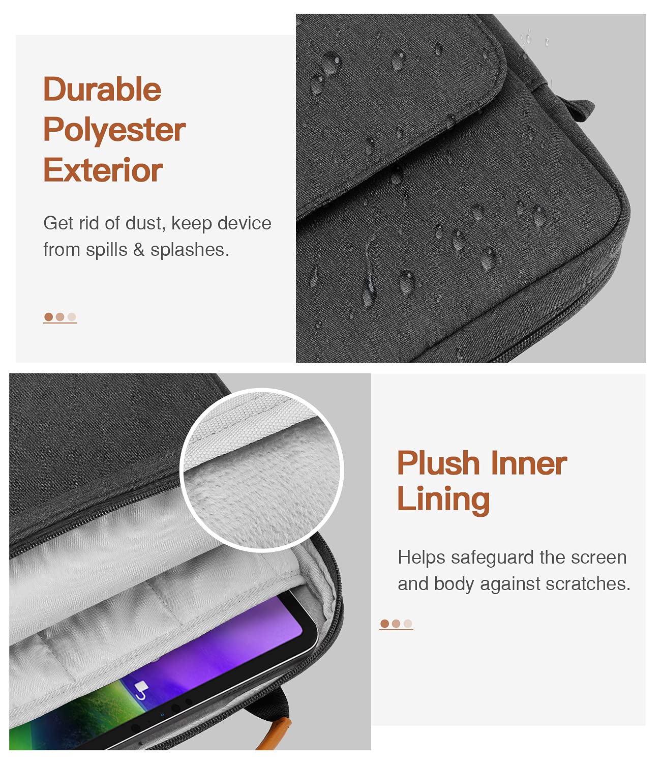 MoKo 9 11 Inch Tablet Sleeve Bag Handle Carrying Case with Shoulder Strap Fits New 11 inch iPad Pro M4/iPad Air M2, iPad 10th 10.9, iPad 9/8/7th 10.2, iPad Air 5/4th 10.9, Tab S8/S9 11, Black & Gray