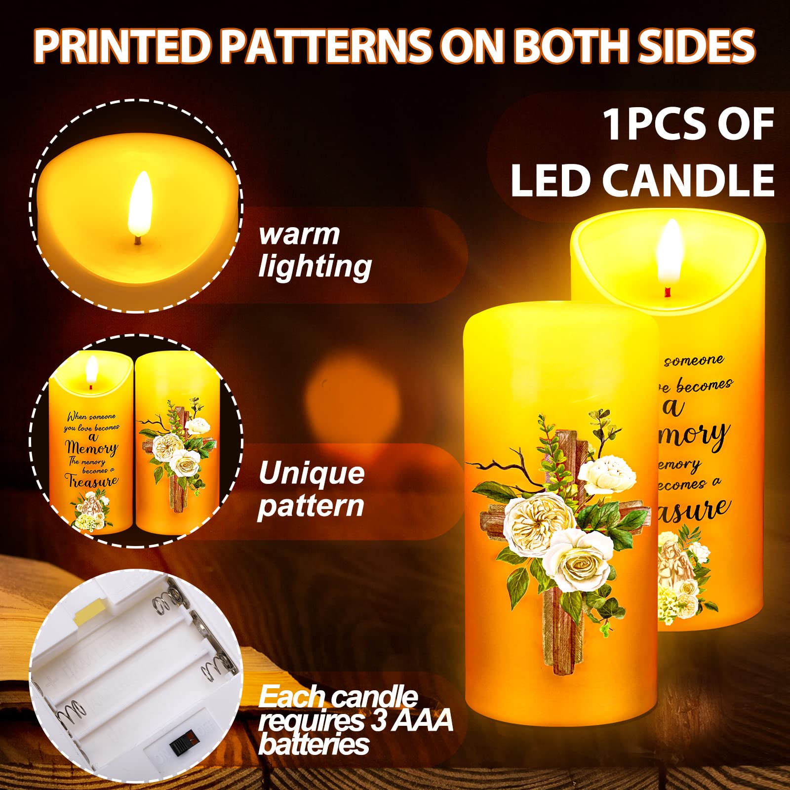 Memorial Candles Memorial Gifts Led Memorial Candles For Loss Of Loved One Sympathy Flameless Candles Bereavement Gifts Battery