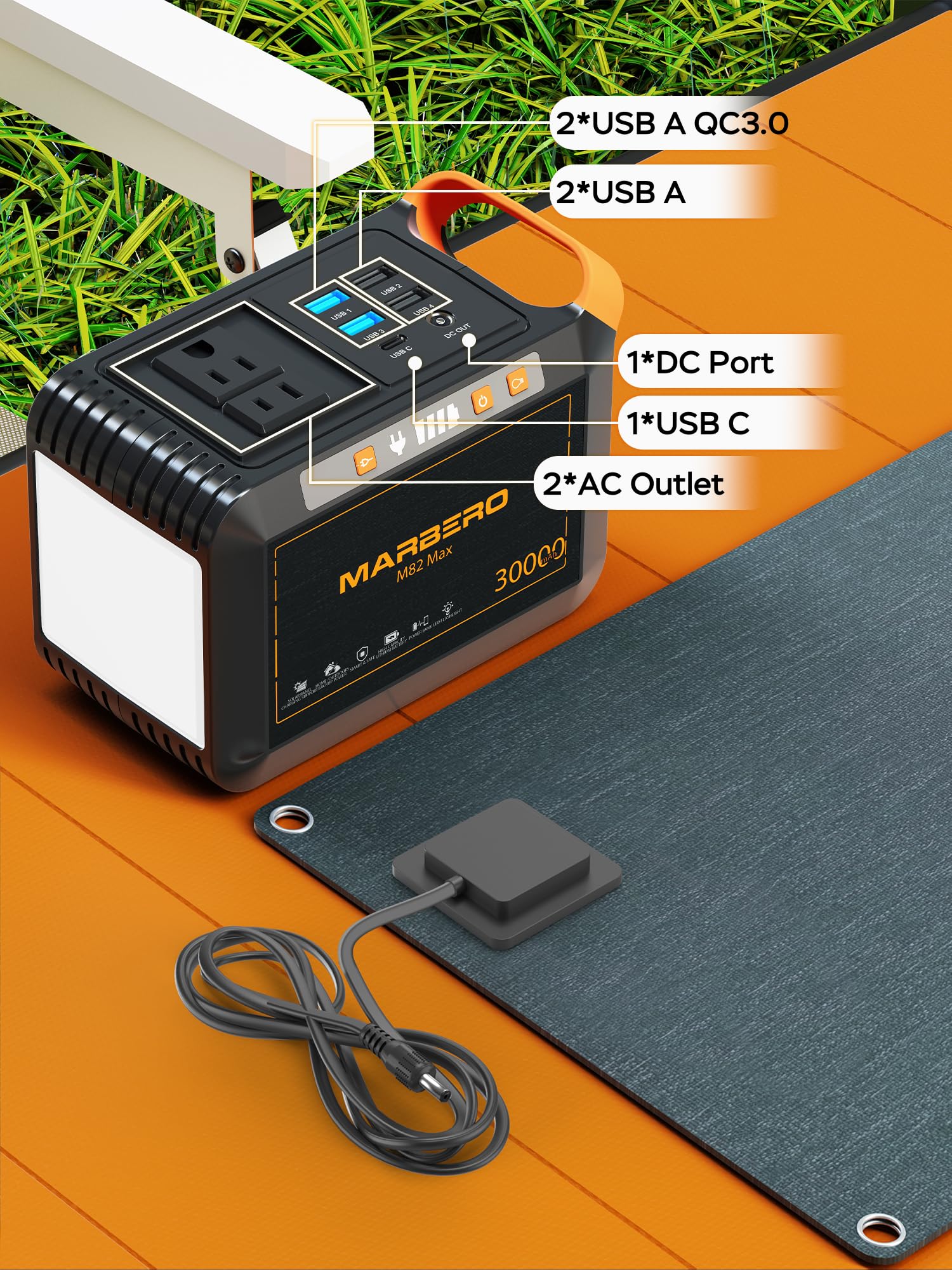 Marbero 111Wh Solar Generator With Solar Panel Included Portable Power Station 120W With Foldable Solar Panel 30W Set For Campin