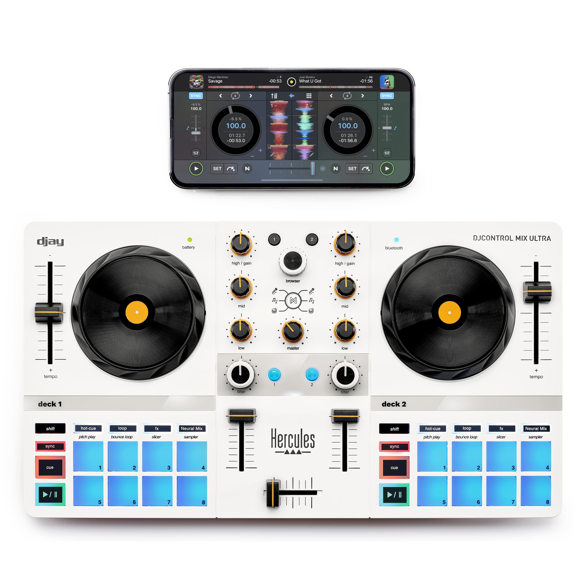 Hercules DJControl Mix Ultra - Mobile DJ Controller for Smartphones (iOS/Android)