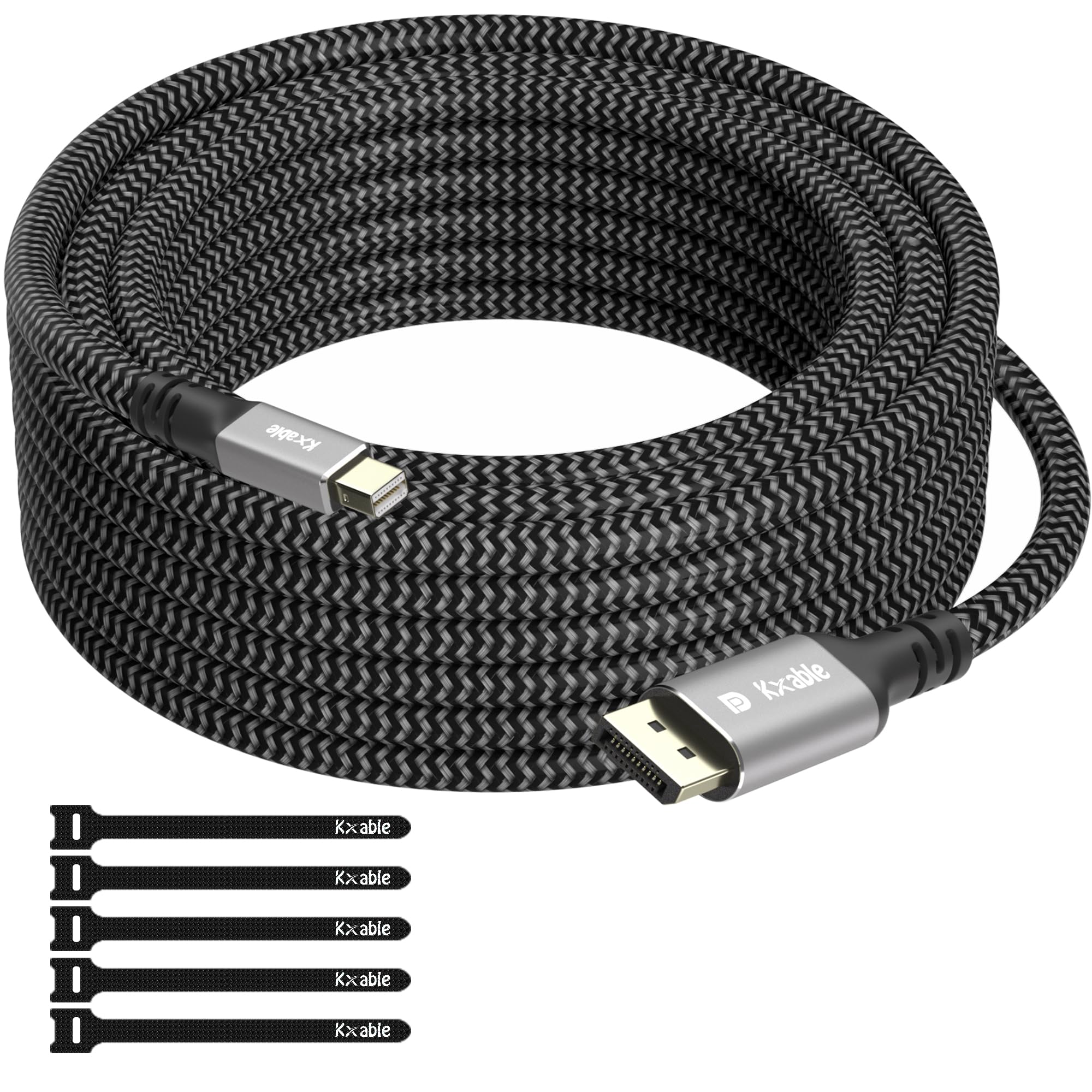 4K Mini Displayport To Displayport Cable 25Ft, [4K@60Hz, Gold Plated Plugs, Nylon Braided], Mini Dp (Thunderbolt Compatible) To 