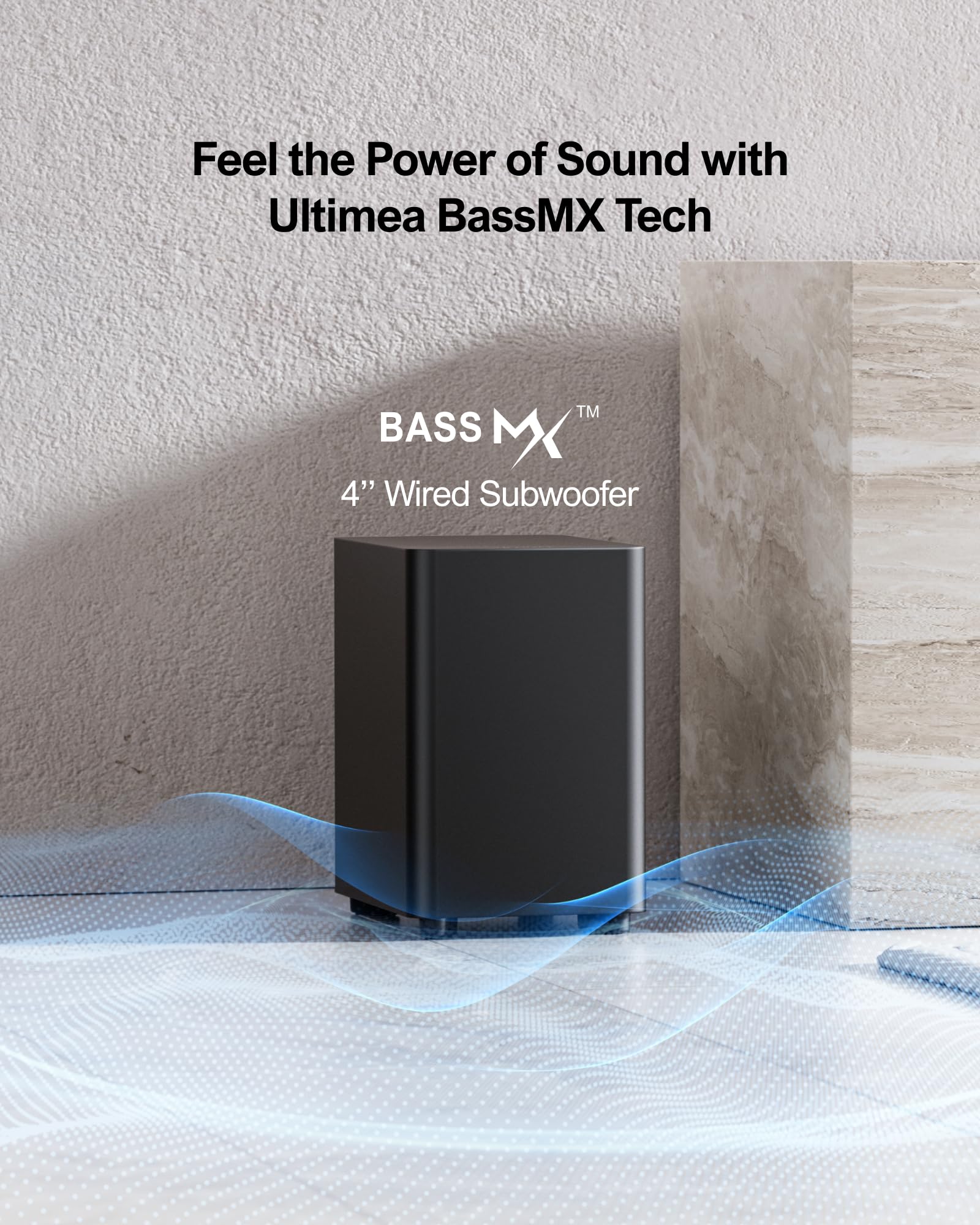 ULTIMEA 5.1ch Sound Bar with Dolby Atmos & Subwoofer, HDMI eARC, Black, Model U2523