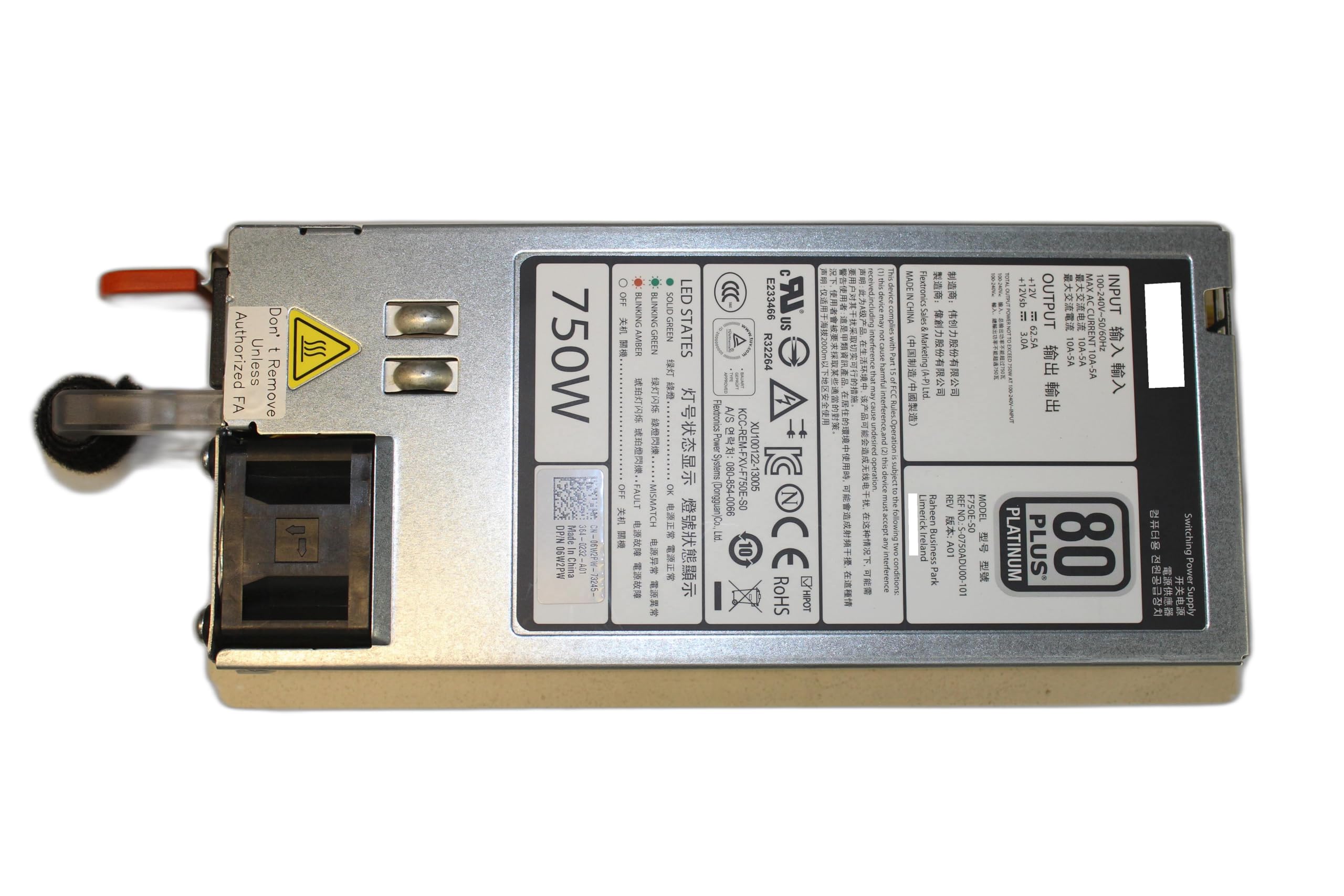 6W2PW Dell 750watt Hot Plug Power Supply for Poweredge T420