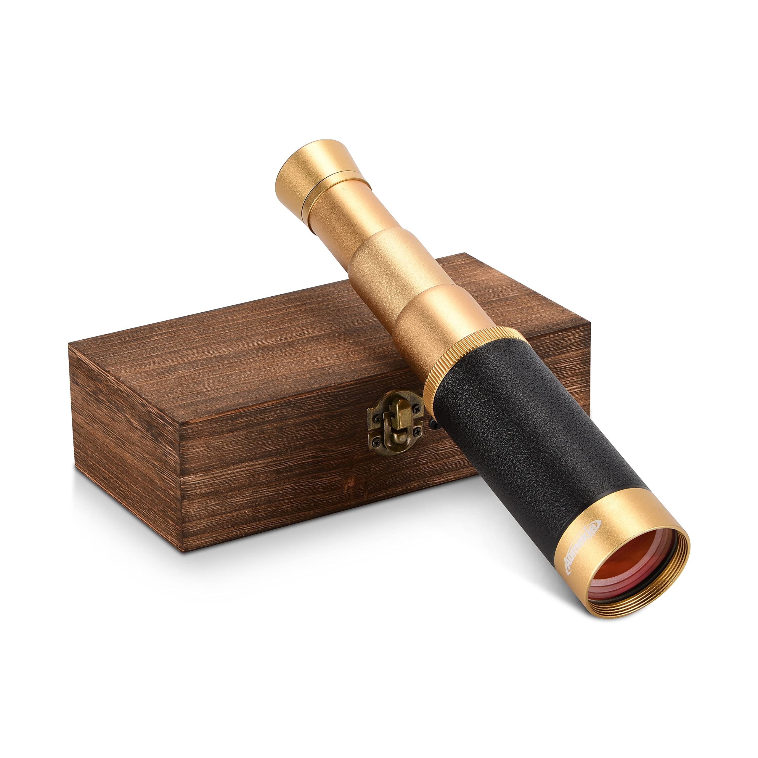 Aomekie Pirate Monocular Telescope 25X50 Handheld Telescope Adjustable Ed Captain'S Binoculars For Adults With Bag And Wooden Ca