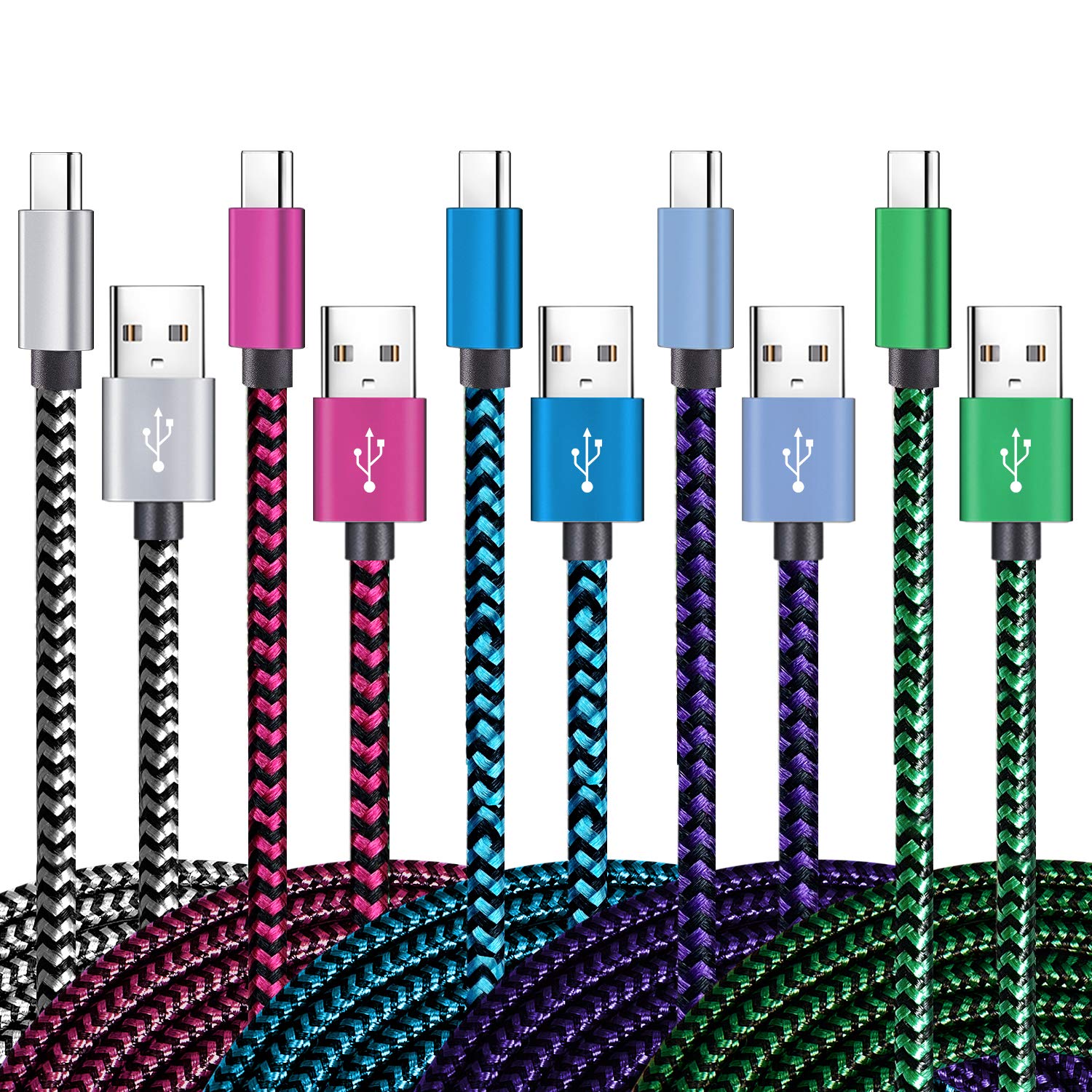 Teeind Usb Type C Cable Fast Charging, Tpc001 5 Pack(6Ft 3A) Braided C Charger Cables Compatible With Samsung S10E/Note 9/S10/S9/S8 Plus/A80/A50/A20