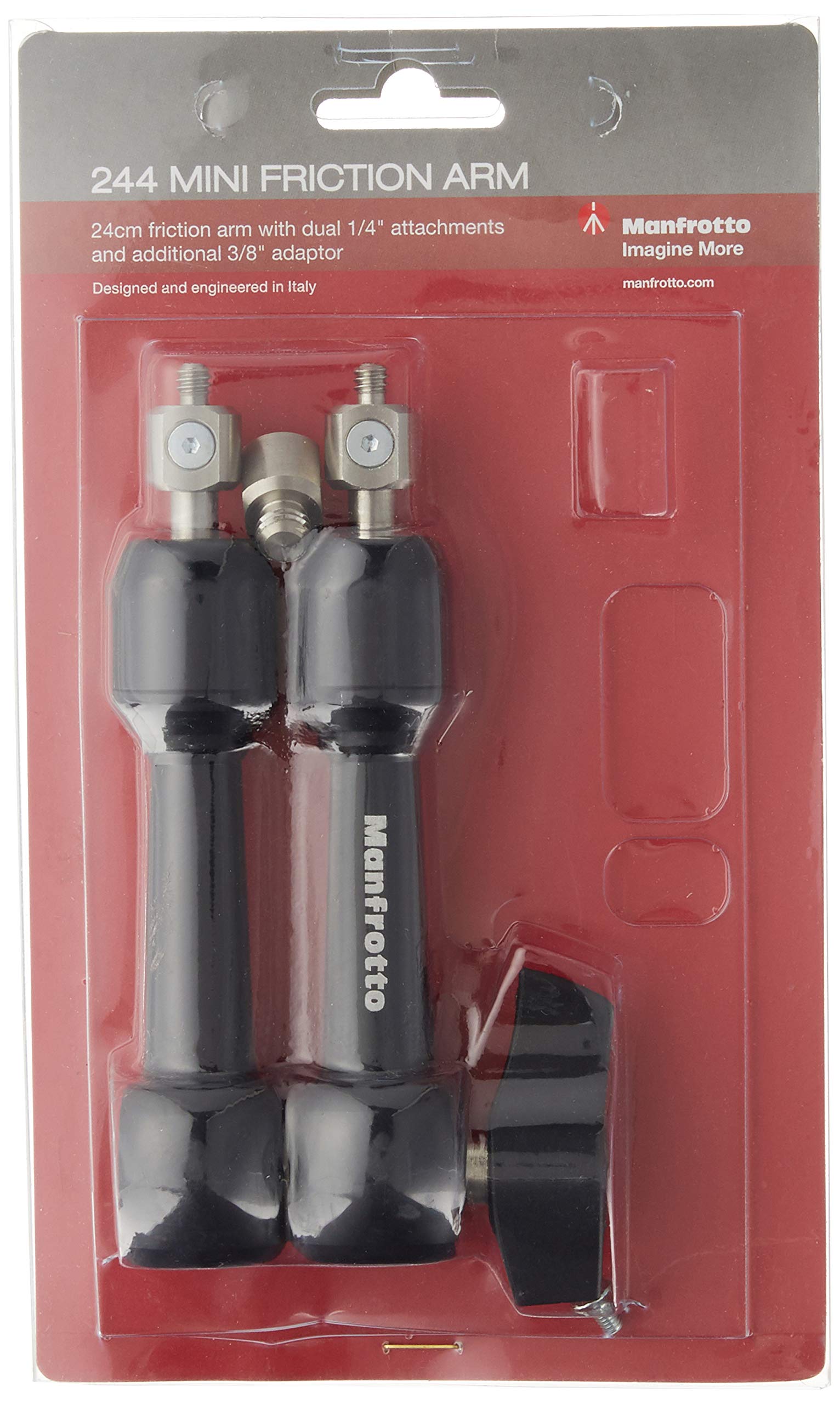 Manfrotto 9.4'' 244 Mini Friction Arm With Interchangeable 1/4'' Attachments And 3/8'' Adapter