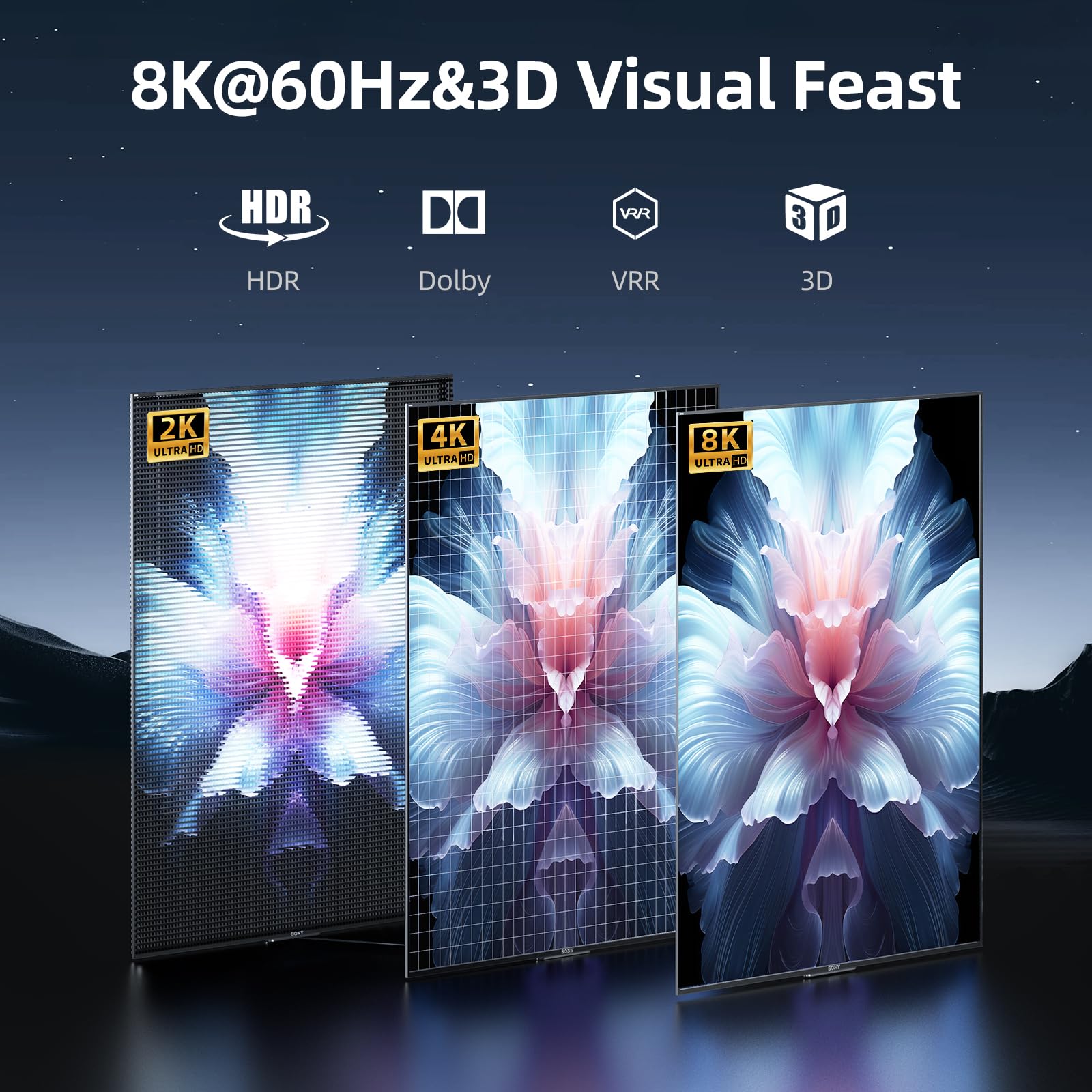 Llano Hdmi 2.1 Switch 8K Hdmi Switcher, 4K@120Hz Hdmi Bidirectional Switcher Splitter Supports 8K@60Hz, Aluminum Hdmi Switcher S