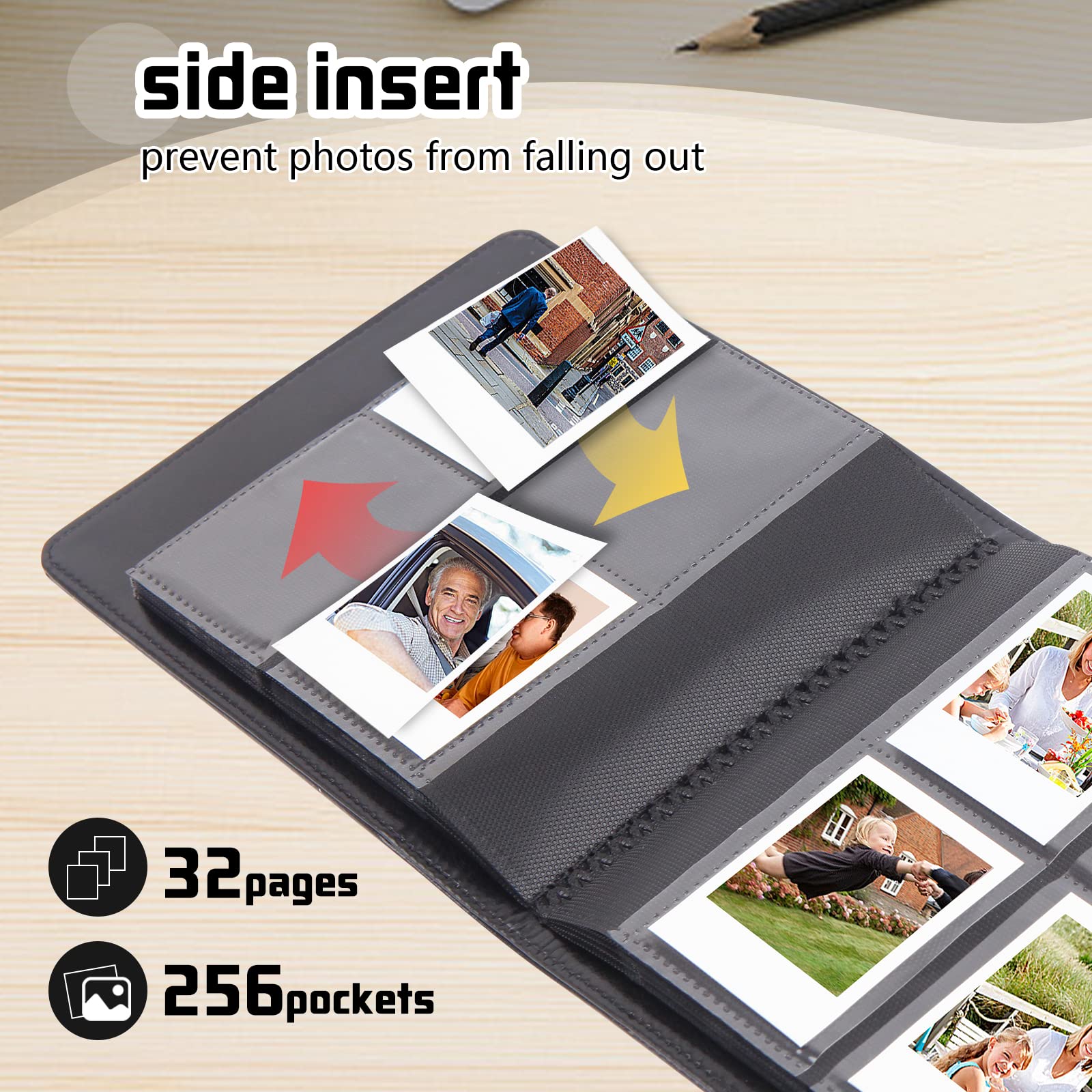 256 Photos Album For Polaroid Go Everything Box Camera And Instant Film,Polaroid Go Photo Album Book (Black)