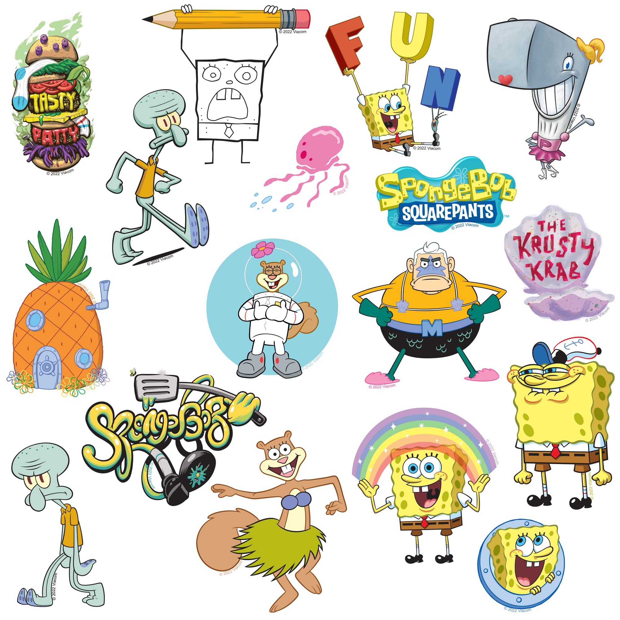 Spongebob Squarepants Sticker Pack Die Cut Vinyl Large Deluxe Stickers Variety Pack   Laptop, Water Bottle, Scrapbooking, Tablet