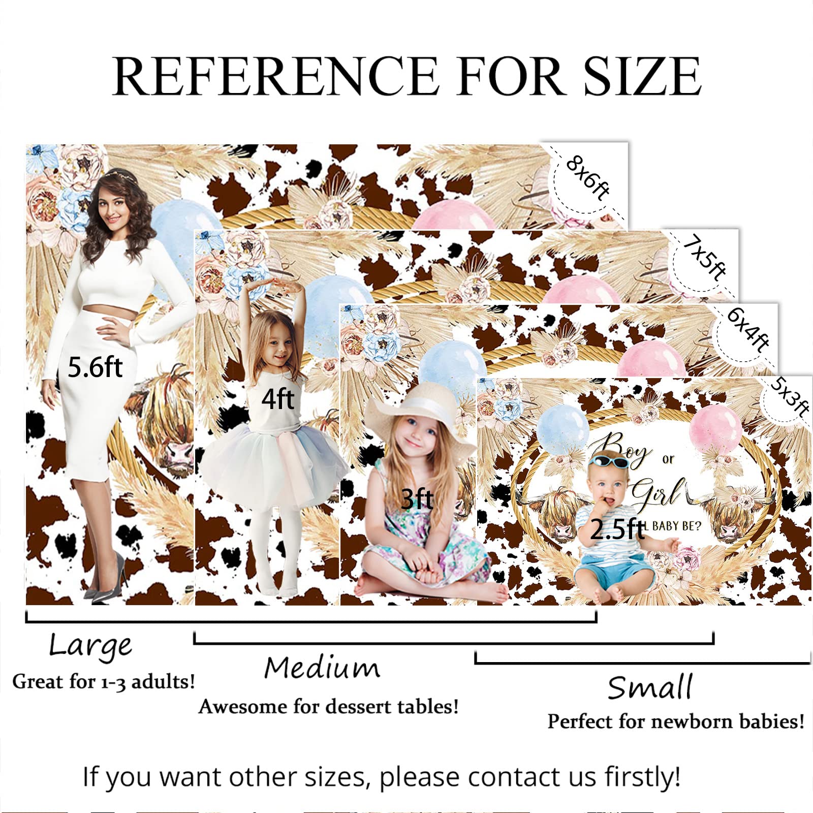 Mocsicka Highland Cow Gender Reveal Backdrop Boho Highland Cow Boy Or Girl Party Decorations Holy Cow Gender Reveal Cake Table B