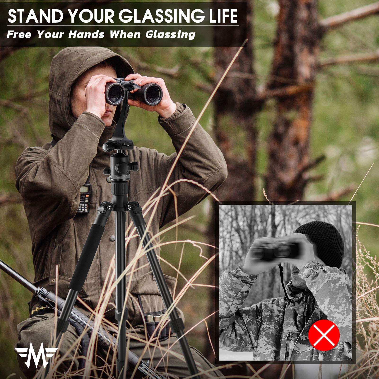 Binocular Tripod Adapter, Binocular Mount 1/4 Inch Threading Mount Aluminium,Tripod Adapter For Bird Watching, Safari Sports Eve