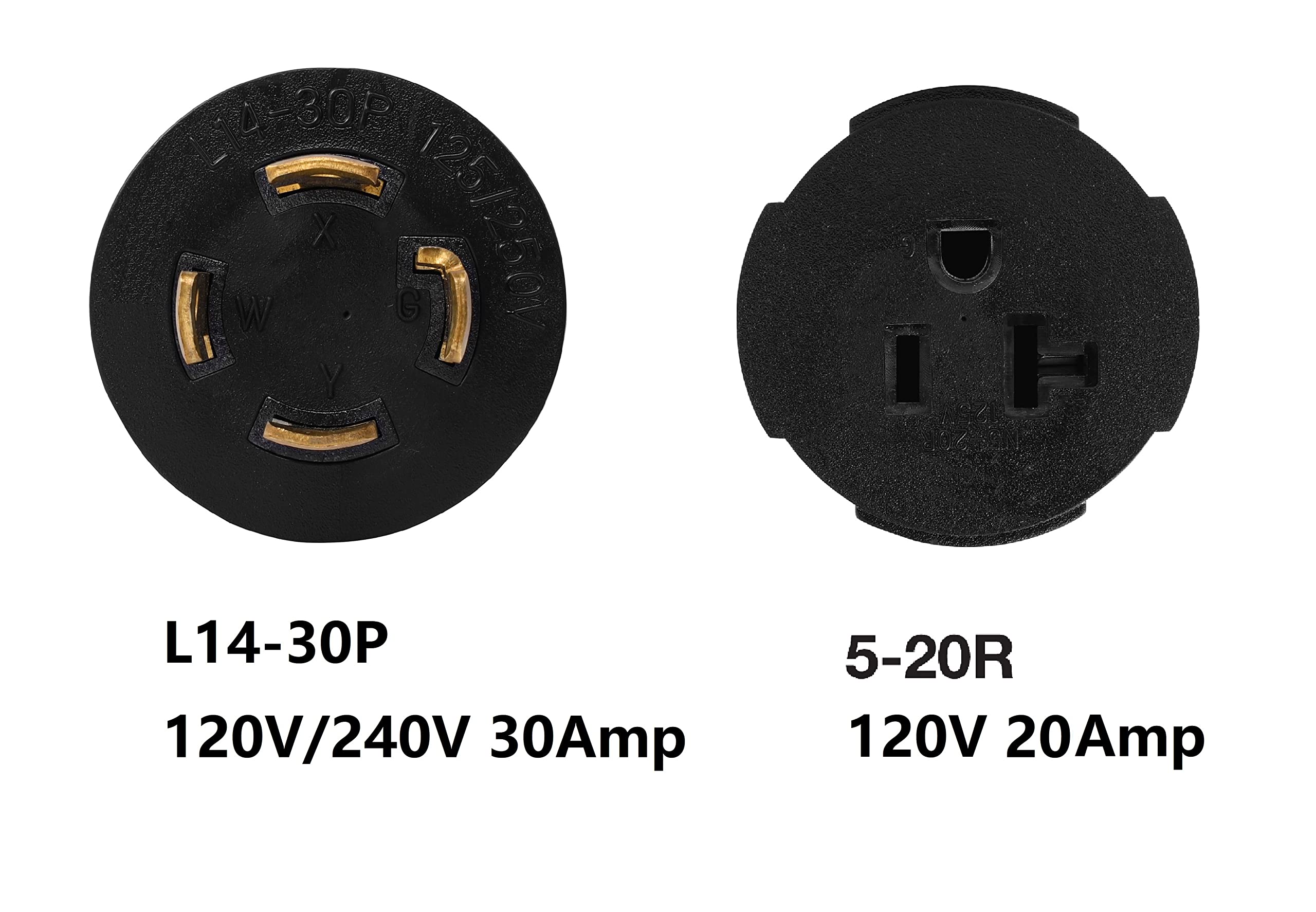 ONETAK NEMA L14-30P to 5-15R 30 Amp Twist Lock Power Cord Adapter for Generators, Welders, Dryers, EV Chargers