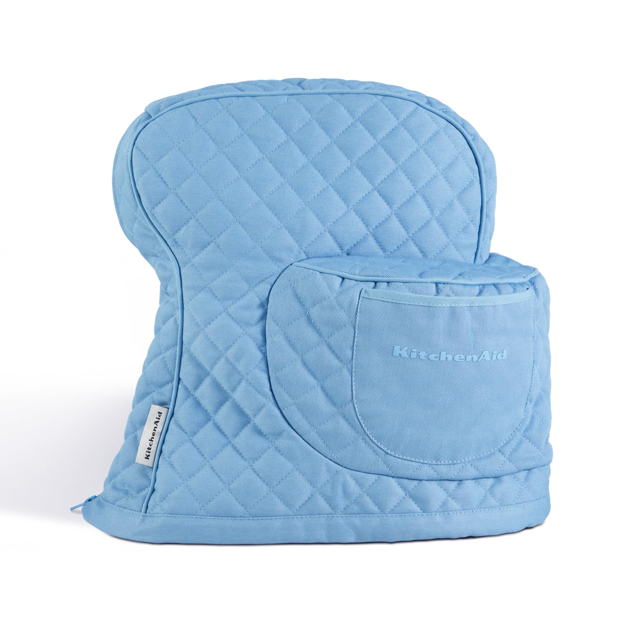 KITCHENAID Fitted Tilt-Head Stand Mixer Cover with Storage Pocket, Quilted 100% Cotton,14.4x18x10, Blue Velvet