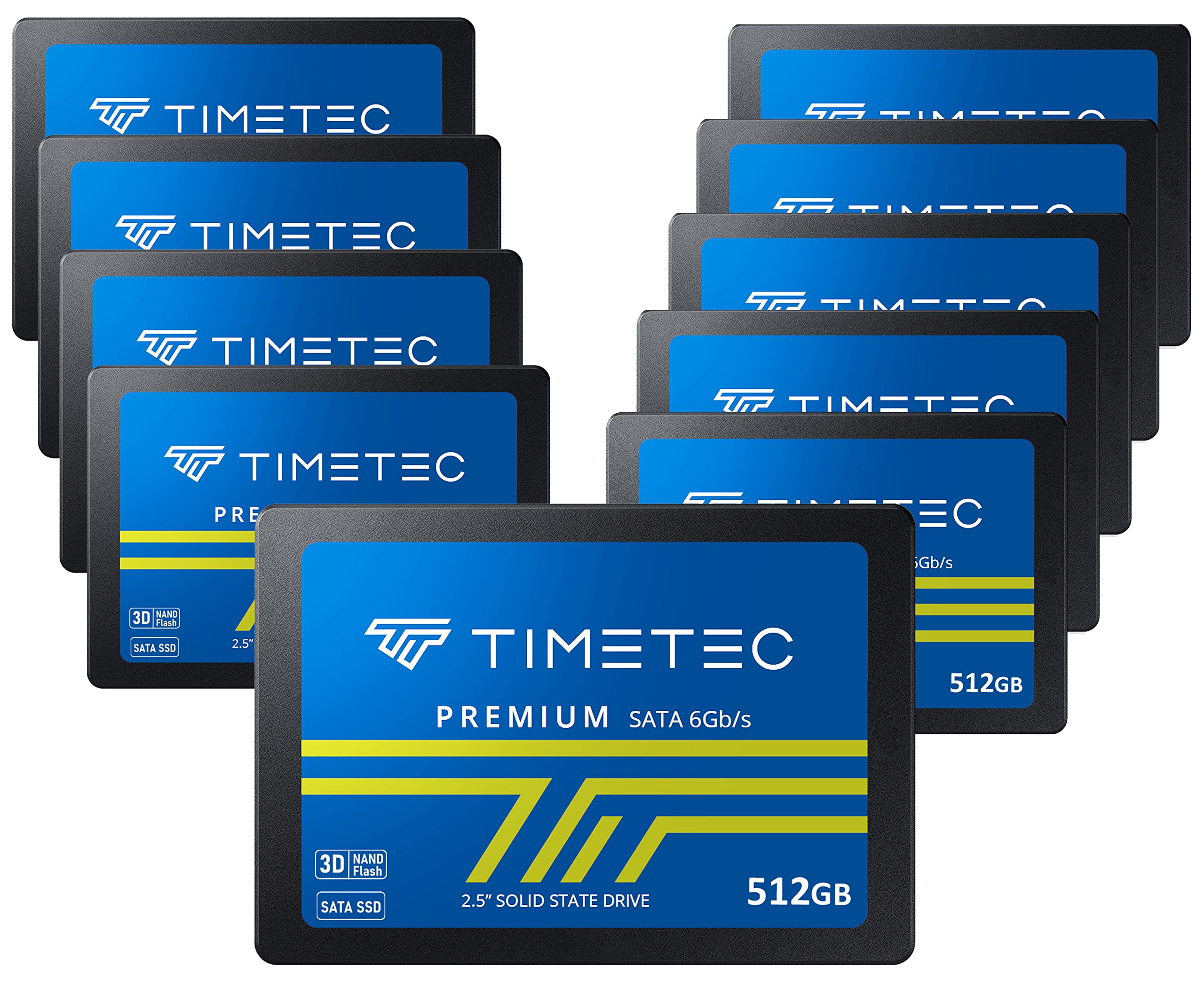 Timetec 512Gbx10 (10 Pack) Ssd 3D Nand Sata Iii 6Gb/S 2.5 Inch 7Mm(0.28') Read Speed Up To 550 Mb/S Slc Cache Performance Boost Internal Solid State Drive For Pc Computer Desktop And Laptop