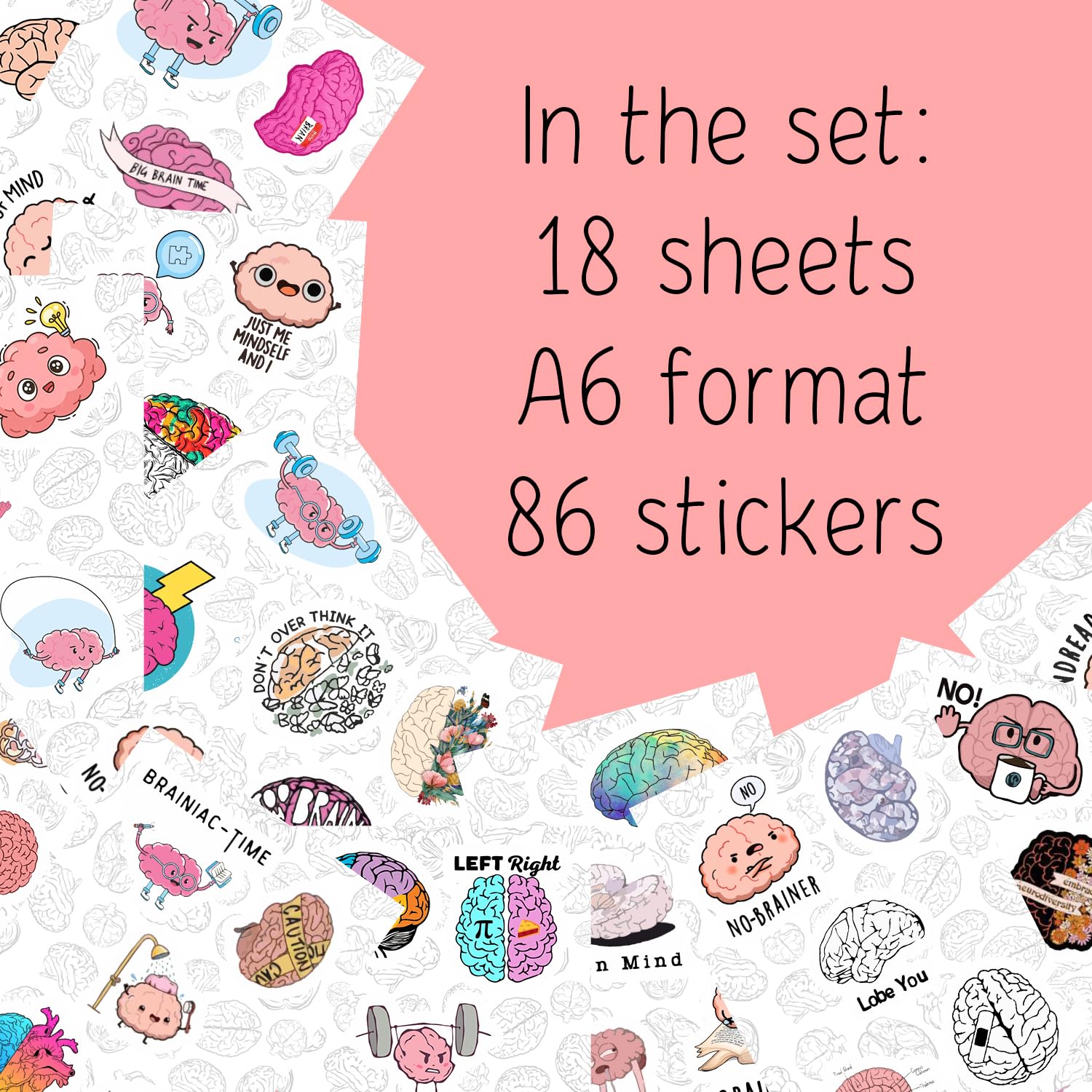 Brain Stickers For Water Bottle And Laptop   Brain Party Favors & Decorations, Waterproof Vinyl Decals, Science And Anatomy Stic