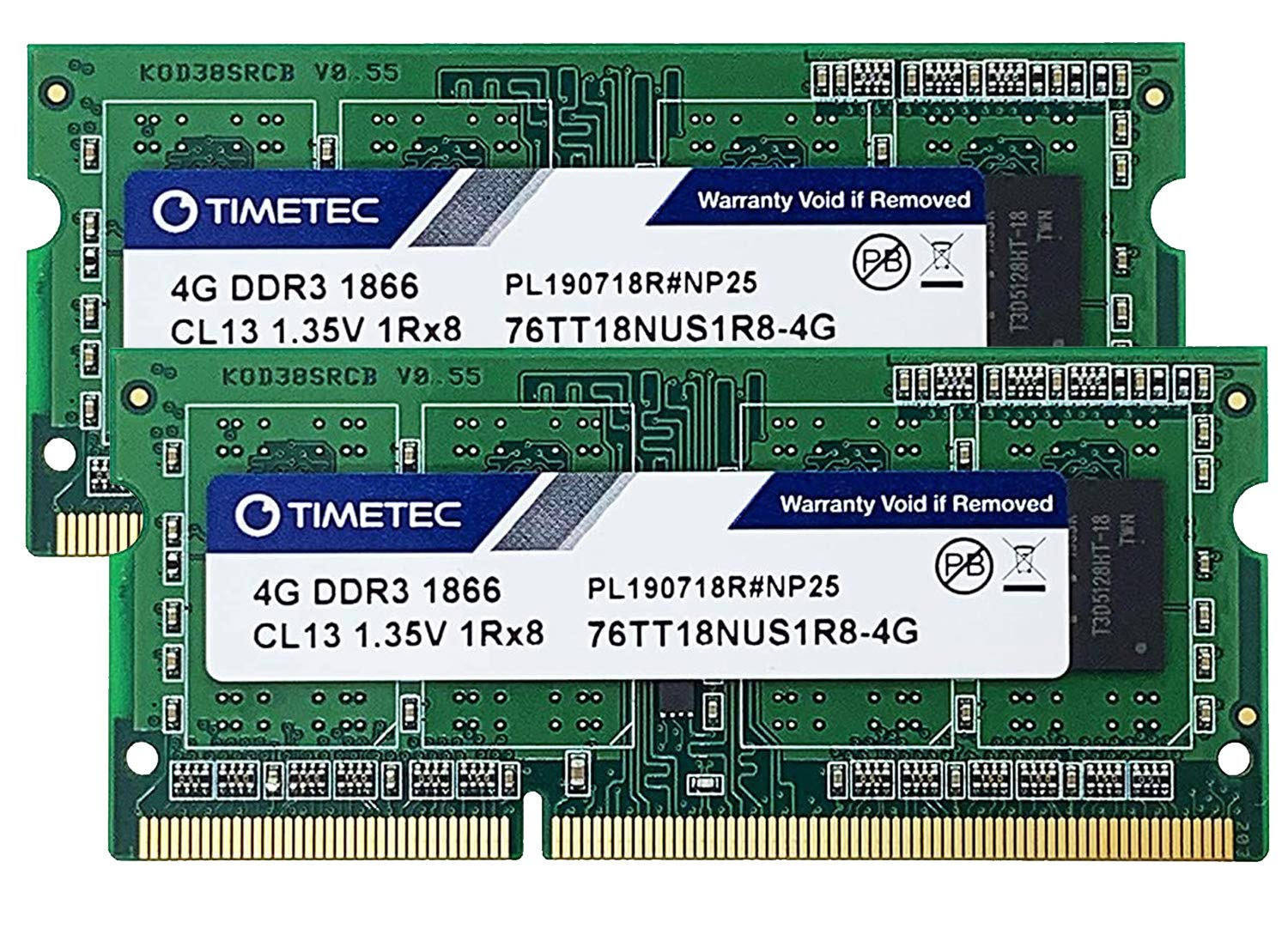 Timetec 8Gb Kit(2X4Gb) Ddr3L / Ddr31866Mhz Pc3L 14900 / Pc3 14900 Non Ecc Unbuffered 1.35V / 1.5V Cl13 1Rx8 Single Rank 204 Pin