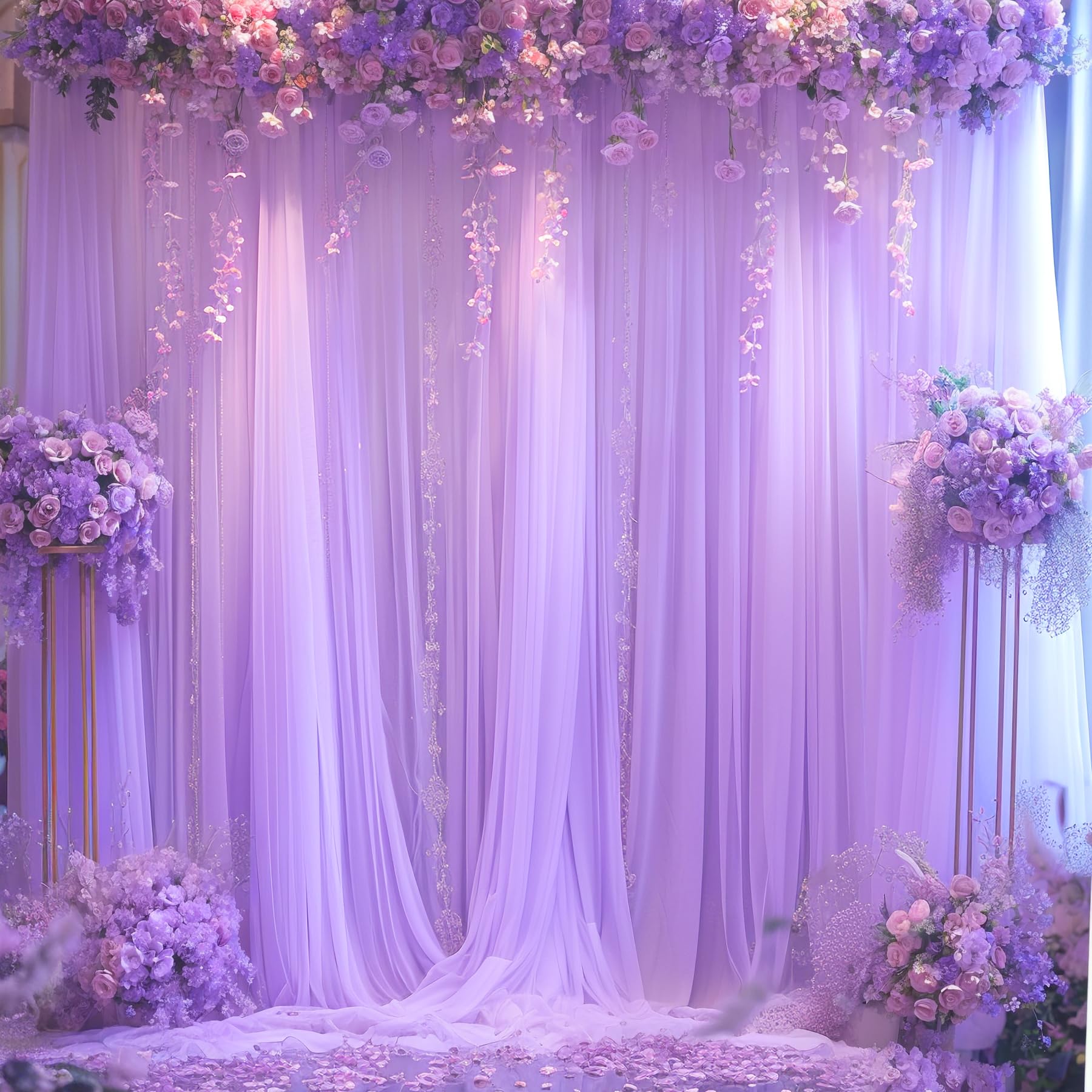 Lavender Tulle Backdrop Curtains For Parties Baby Shower Birthday Wedding 10Ft X 8Ft Sheer Backdrop Curtains For Butterfly Eleph