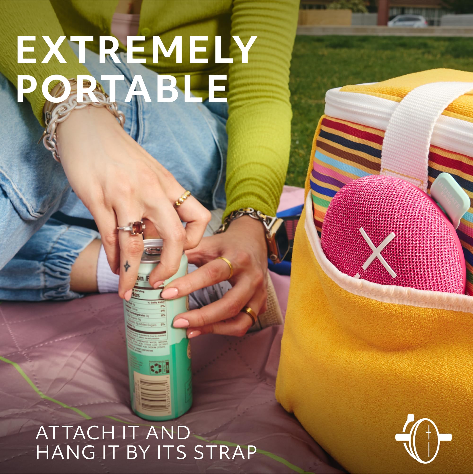 Ultimate Ears Miniroll Ultra Portable Waterproof Bluetooth Speaker, Big Bass, Ip67 Dustproof, 131 Ft (40 M) Range   Calming Pink