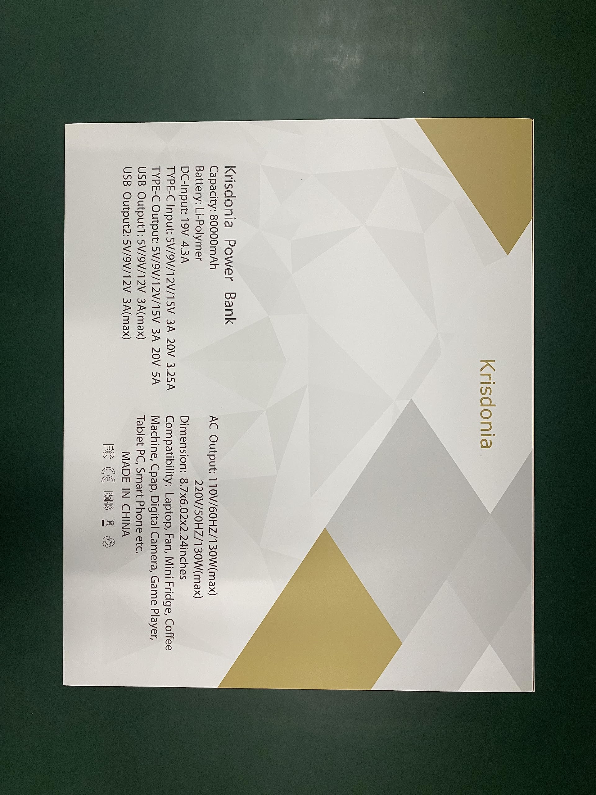 Krisdonia Power Bank With Ac Outlet, Portable Laptop Charger Battery Bank Usb C 100W Fast Charging, 80000Mah/296Wh Power Station