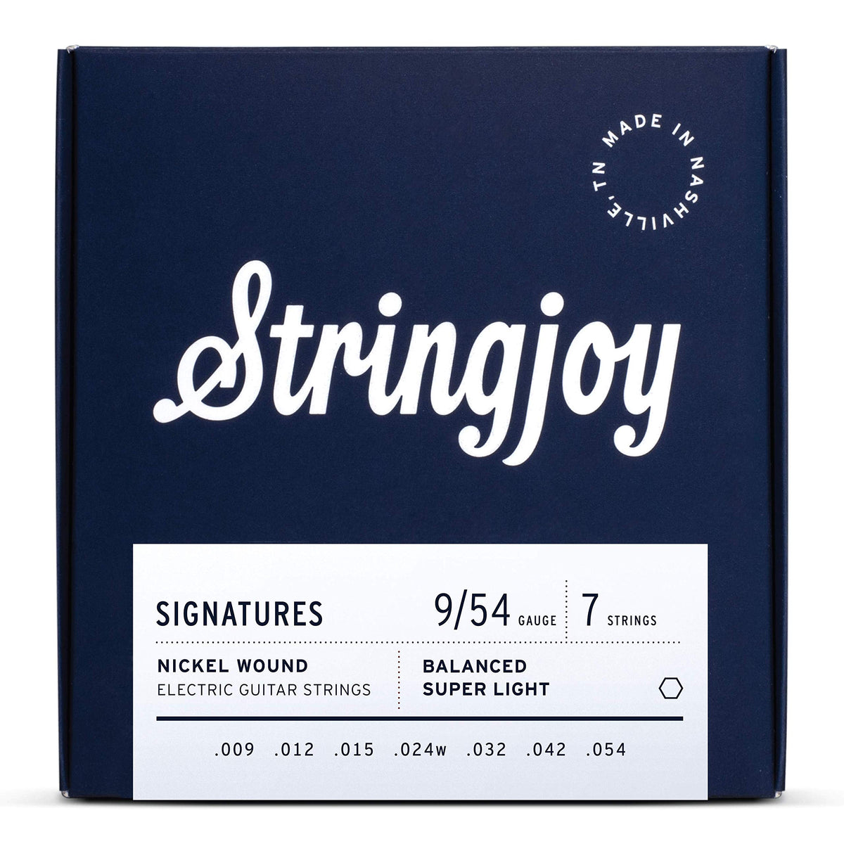 Stringjoy Bal97 7 String Signatures Nickel Electric Guitar Strings, (Balanced Super Light Gauge, 9-54)