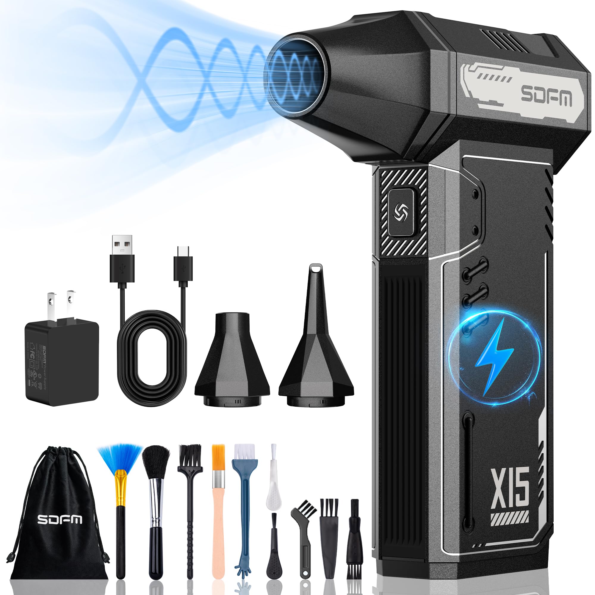 SDFM Compressed Air Duster - 180,000 RPM Electric Air Duster - with Brushless Motor, 3-Gear Adjustable Air Duster - for Keyboard