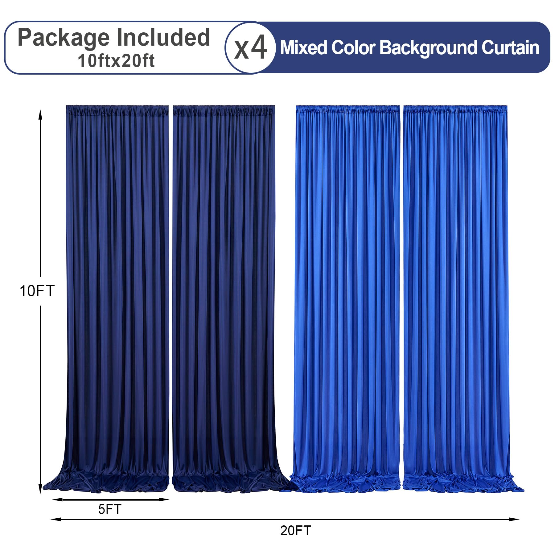 10X10Ft Wrinkle Free Royal Blue Backdrop Curtains & Navy Blue Backdrop Drapes For Parties, Photo Backdrop For Birthday Wedding P