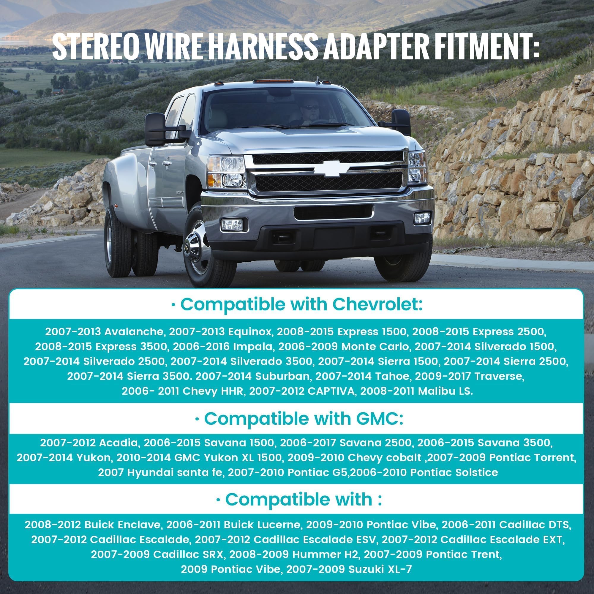 Nuith Radio Wiring Harness With Antenna Adapter Fits For Selected Chevrolet/Gmc/Buick 2006 2017, Stereo Installation Wire Harnes