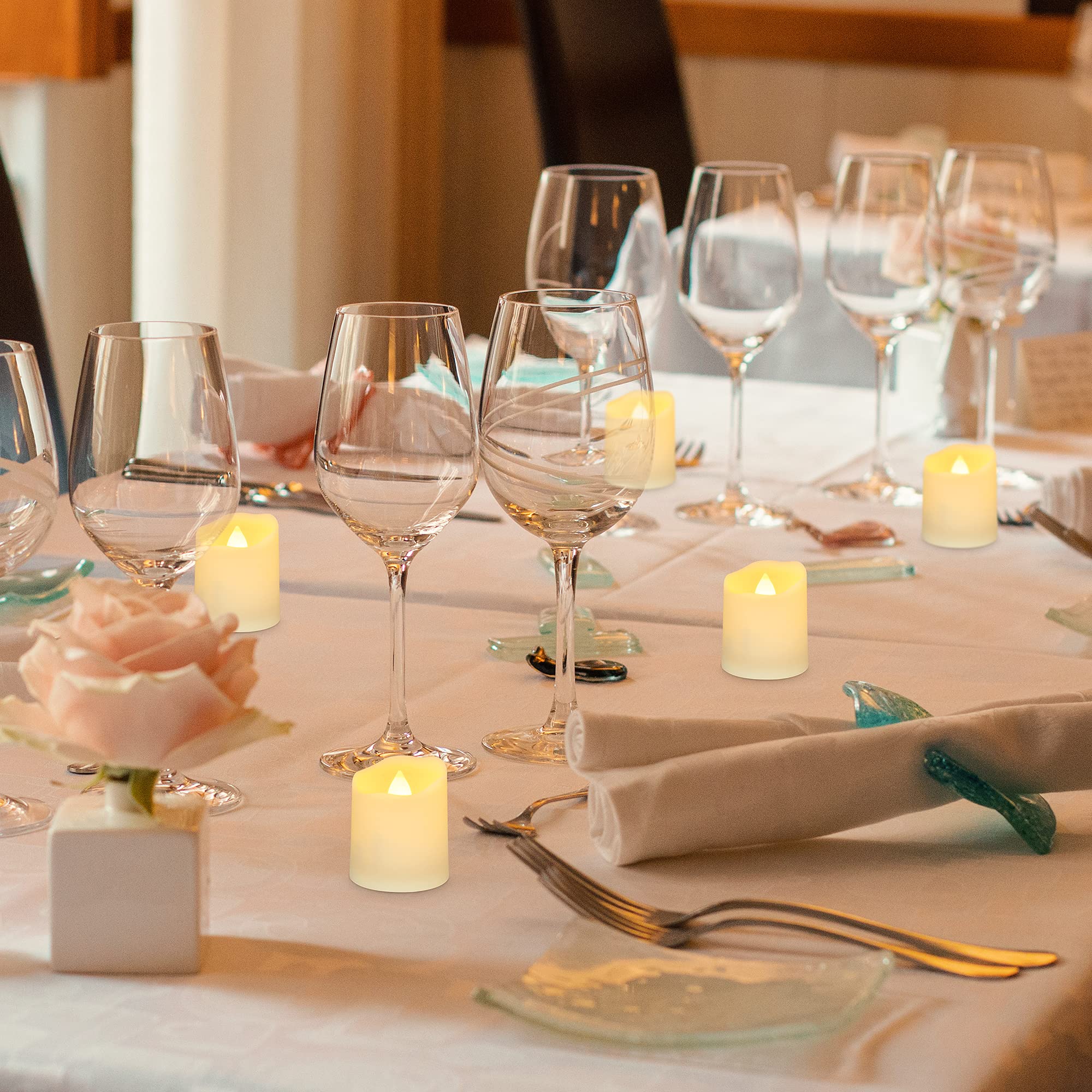 Daord Rechargeable Led Tea Lights Usb Flameless Warm White Votive Candles With Remote Battery Flickering Tealights Candle For Ha