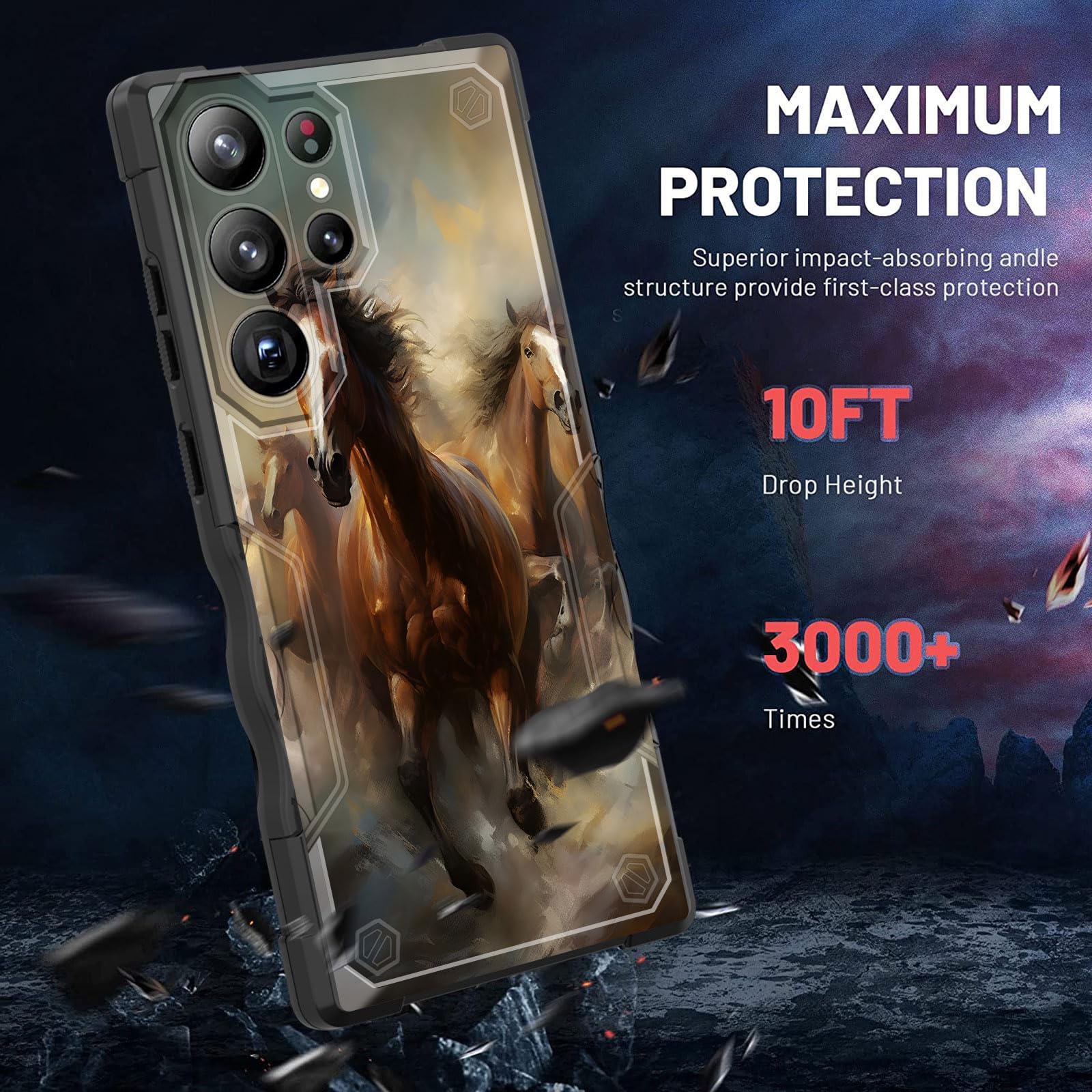 Efgwsder For Galaxy S24 Ultra Case,[Dual Layer][10 Ft Military Grade Drop Protection] [Non-Slip] Heavy Duty Shockproof Case For