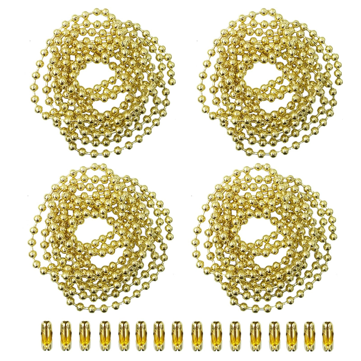 4 Pack Ceiling Fan Pull Chain Extender,Each Chain Length 39 Inch(1 Meter) With 16 Connectors,Standard 3 Mm Diameter Beaded Ball,
