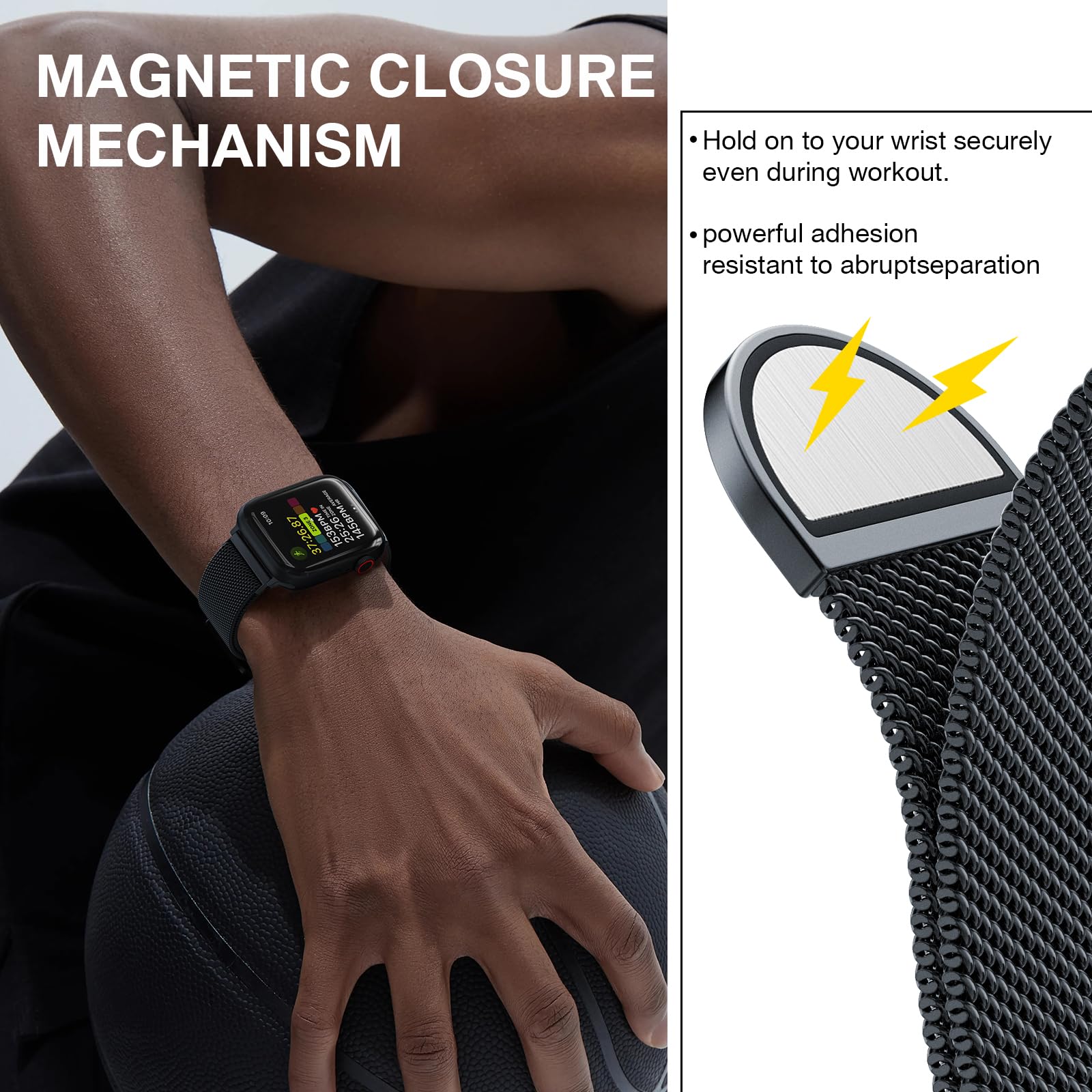 Stainless Steel Milanese Loop Compatible With Apple Watch Band 46Mm 42Mm 44Mm 45Mm 49Mm 38Mm 40Mm 41Mm Men And Women, Mesh Loop