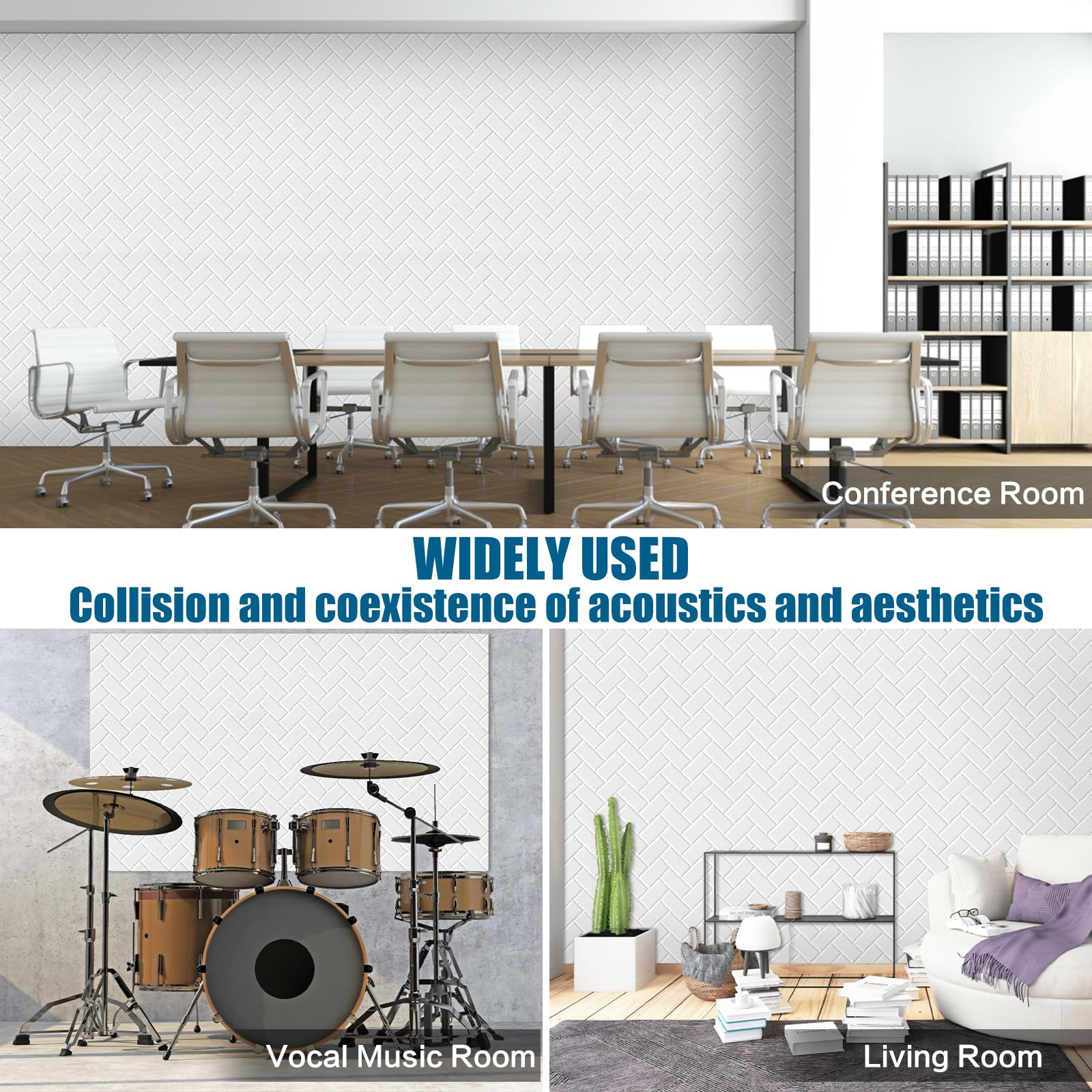 Tutmyrea 12 Pack Self Adhesive Acoustic Panels, 12''X12''X0.4'' Brick Pattern Soundproof Wall Panels, High Density Sound Absorbi