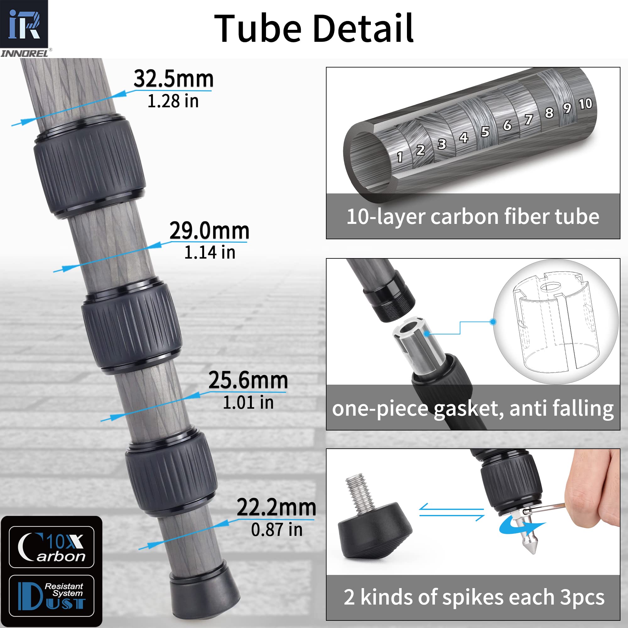 Carbon Fiber Tripod Innorel Rt85Cm Without Ballhead Super Professional Tripod Monopod Heavy Duty Stand Support For Digital Dslr Camera Brown Camouflage