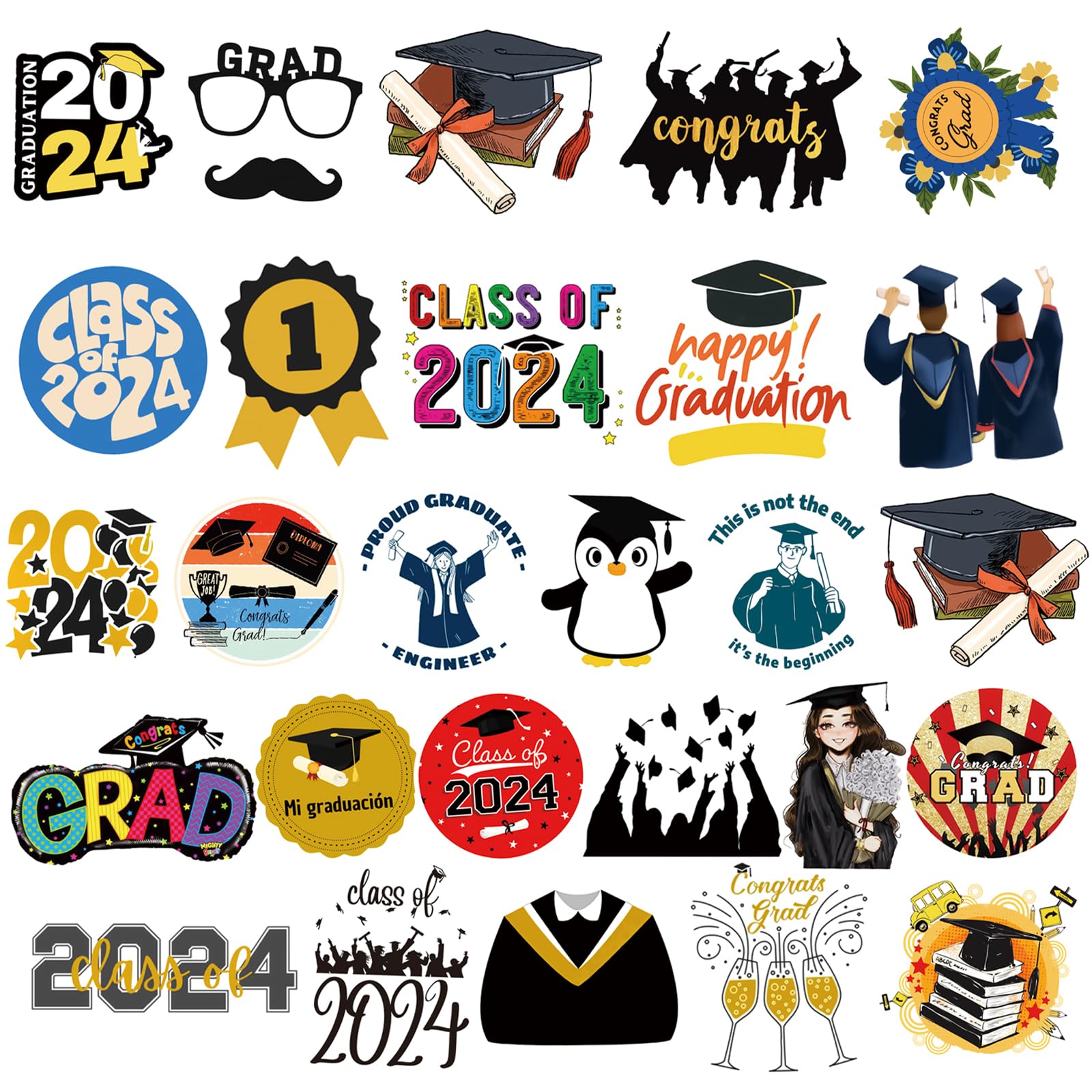 50Pcs Graduation Stickers 2024 College Stickers Class Of 2024 Stickers For Graduation Decorations Graduation Party Decorations 2