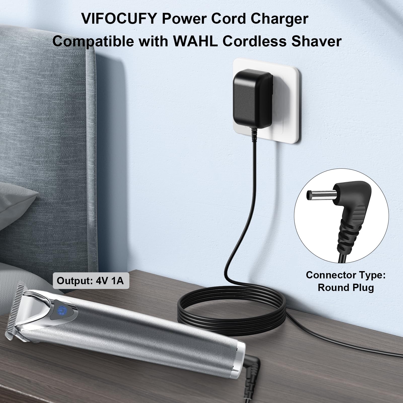 Vifocufy Power Cord For Wahl Trimmer 9880L 9865 9854L 9860 9876 Groomer Clipper 4V Ac Adapter With Ul Listed 9880 100 Charger Fo